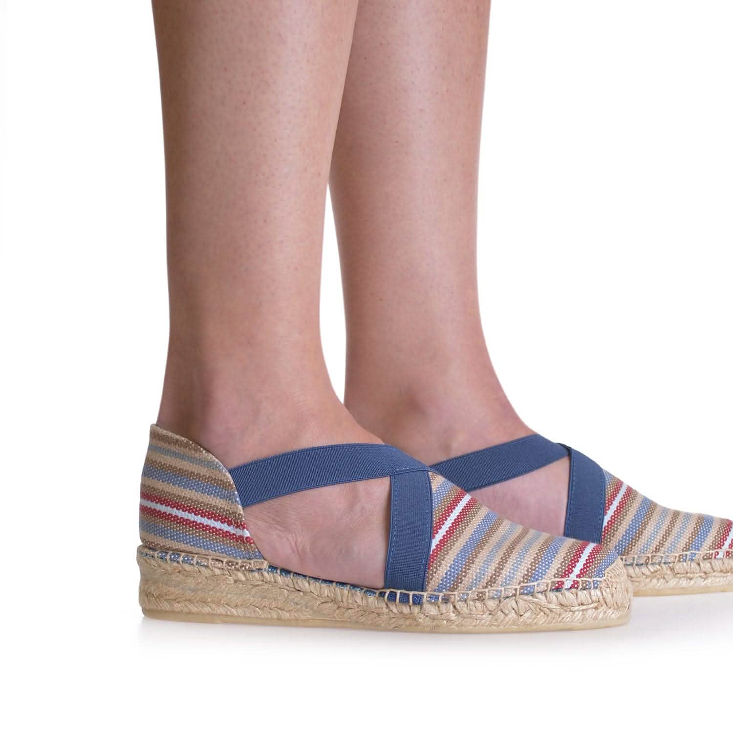 Vegan Striped Cotton Blend Flat Espadrilles for Women - Comfortable Summer Casual Shoes for Beach, Travel & Everyday Wear - Estartit