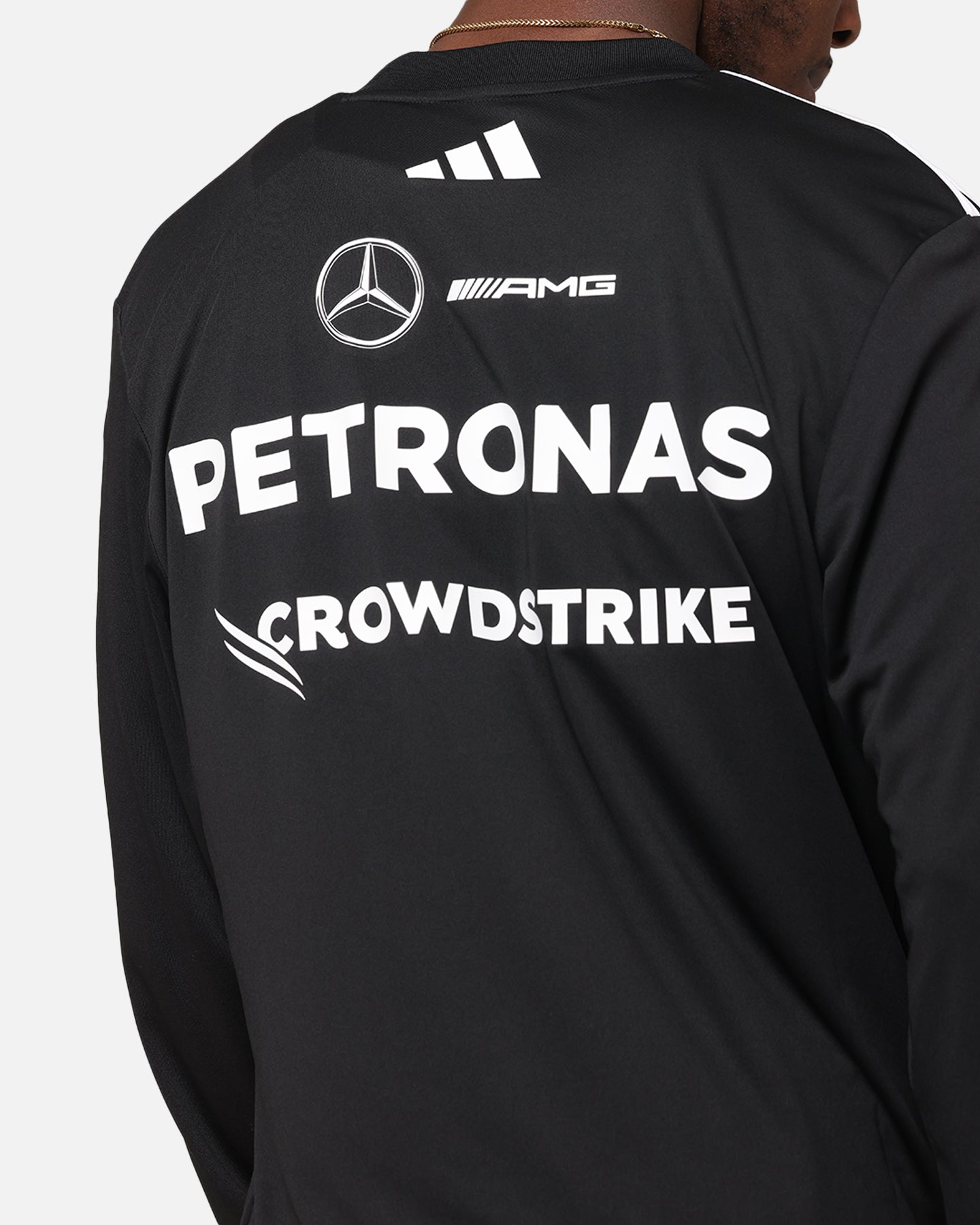 Adidas x Mercedes AMG Petronas F1 2025 Team Long Sleeve Driver T-Shirt Black | Official Formula One Racing Shirt | Perfect for Race Day & Motorsport Fans