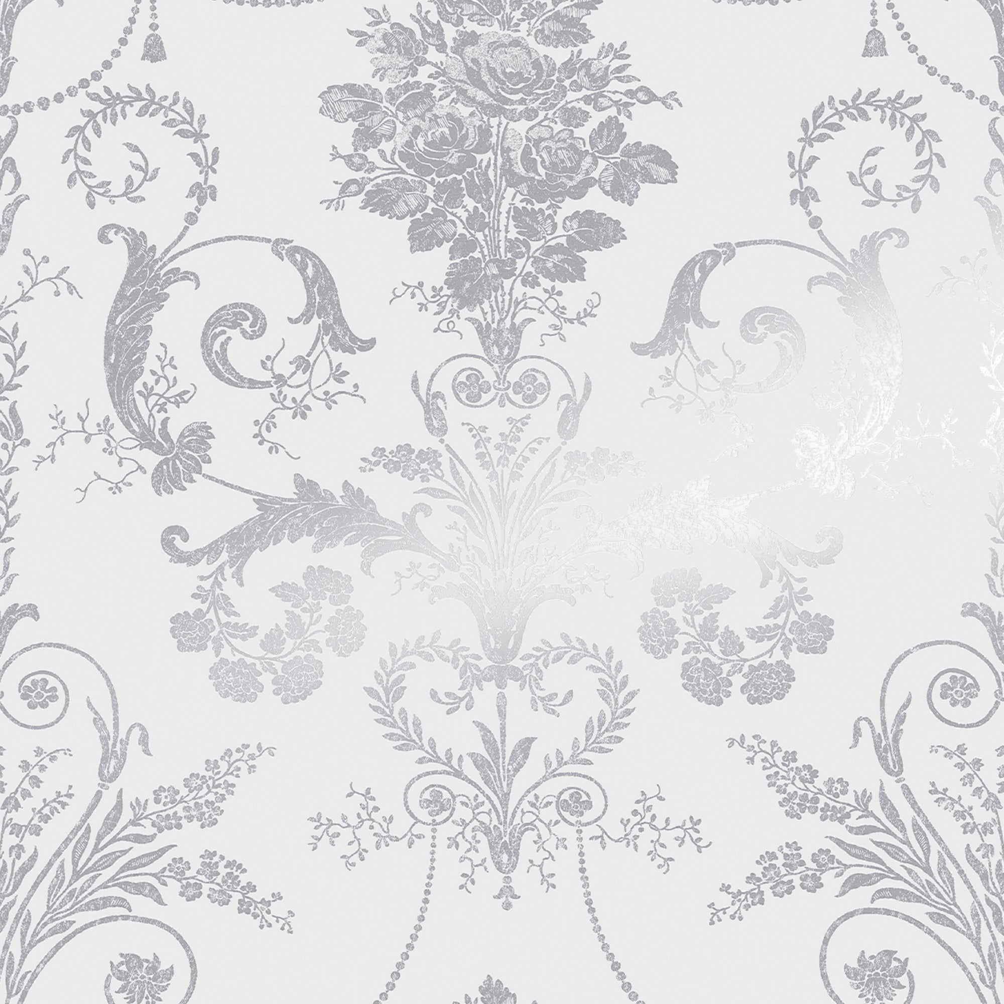 Laura Ashley Josette Metallic Silver Wallpaper - Premium Peel & Stick Wallpaper for Bedroom, Living Room, and Home Decor