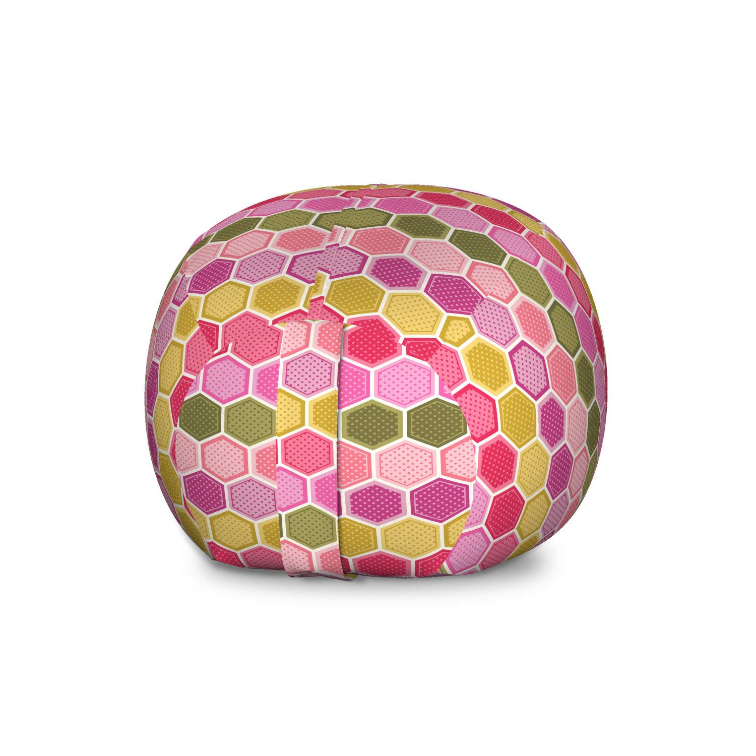 Ambesonne Geometric Storage Toy Bag Chair - Large Washable Stuffed Animal Organizer with Abstract Hexagon Pattern & Polka Dots | Kids Room Decor, Playroom Storage, Nursery Organization Solution