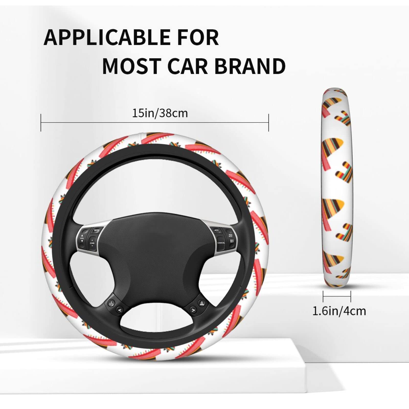 Universal 15 Inch Mexican Print Neoprene Steering Wheel Cover - Cute Car Wheel Protector for Cars, Trucks & SUVs | Perfect for Road Trips, Commuting & Everyday Driving