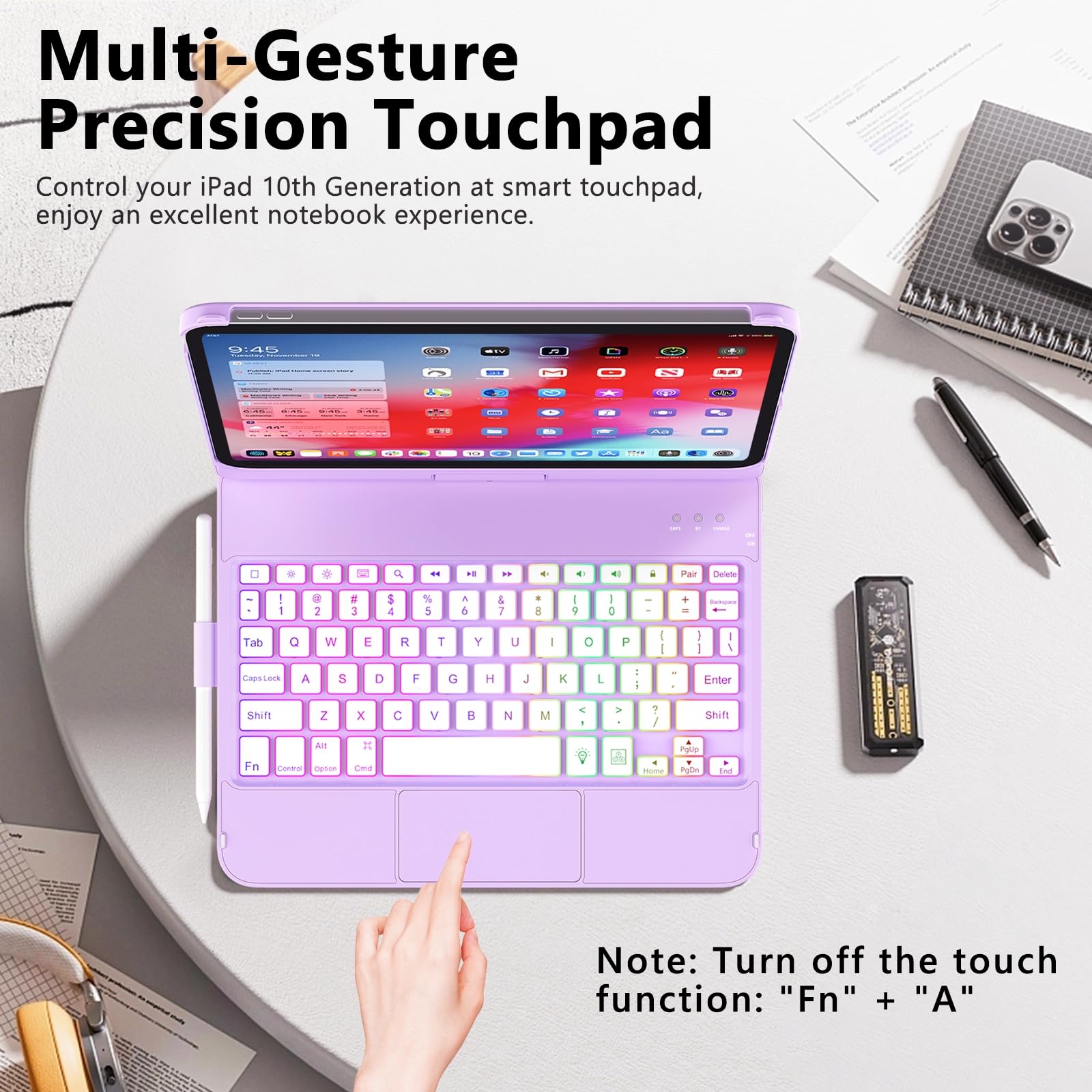 FUWANG iPad Air 11-inch Keyboard Case (2024/2025 M3/M2 & 5th/4th Gen 10.9