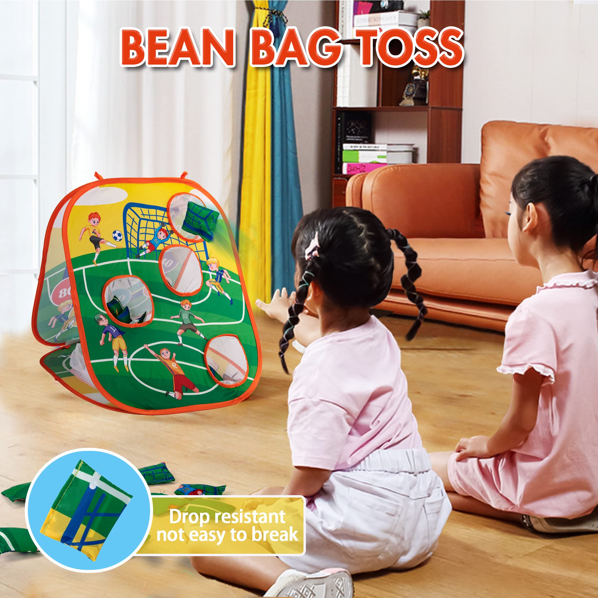 Sundaymot Bean Bag Toss Game Set - Football Themed Outdoor & Indoor Activity Toy for Kids Ages 3-8 Years Old - Perfect Birthday, Christmas Gift for Boys & Girls - Fun Backyard, Party, Family Game for Toddlers & Children