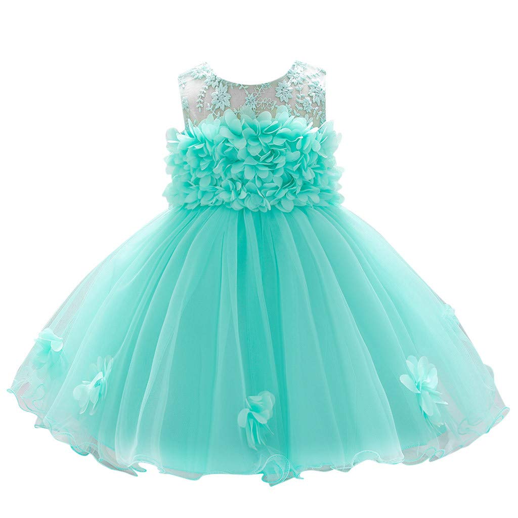 Baby Girls Floral Lace Dress 0-24 Months - Sleeveless Tulle Pageant Gown for Birthday Party, Princess Costume & Special Occasions | Perfect for Photoshoots, Christenings & First Birthday Celebrations
