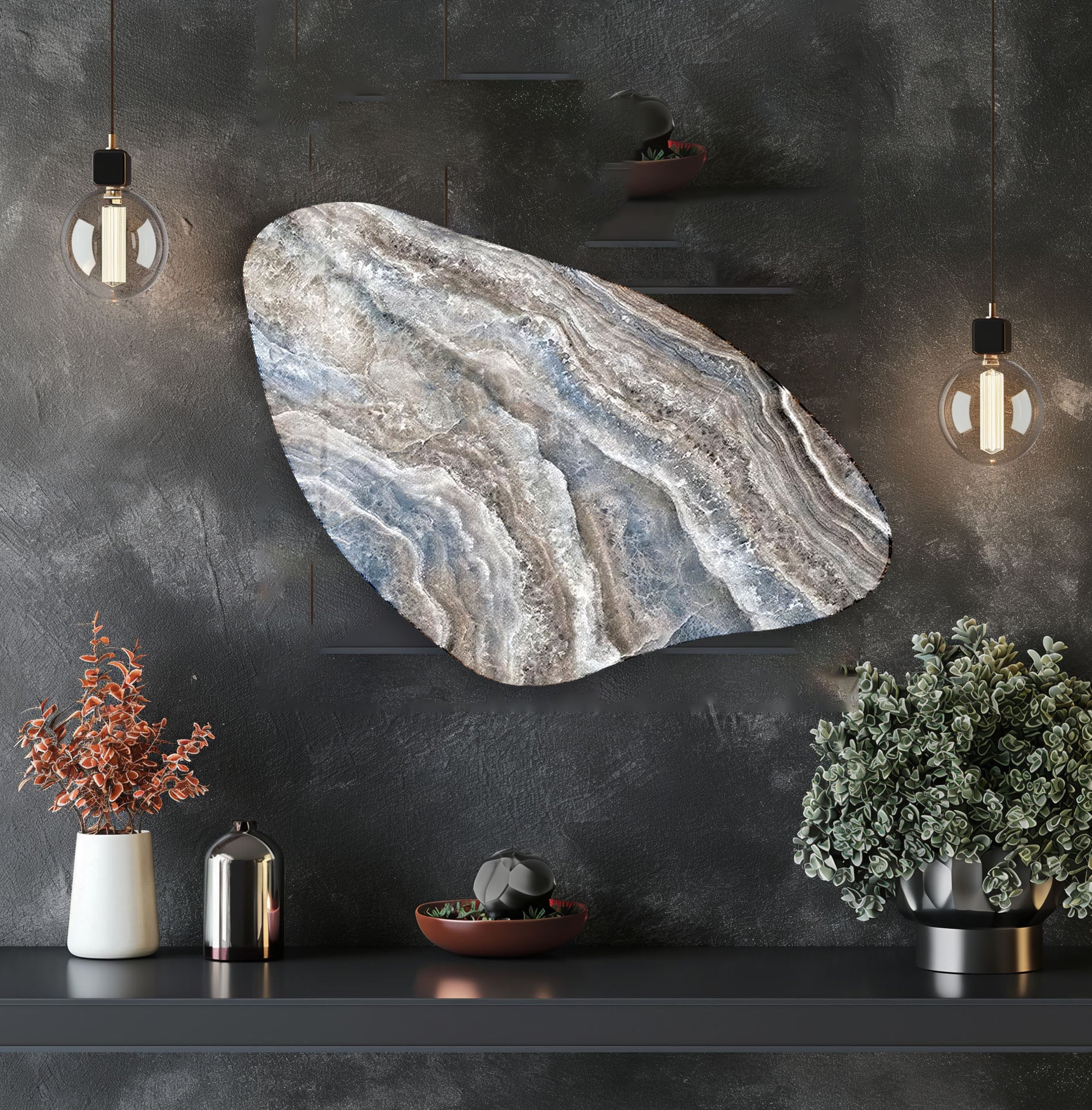 Blue Marble Pattern Glass Wall Art - Modern Aesthetic Home Decor for Living Room, Bedroom & Office | Shatterproof & Easy to Hang