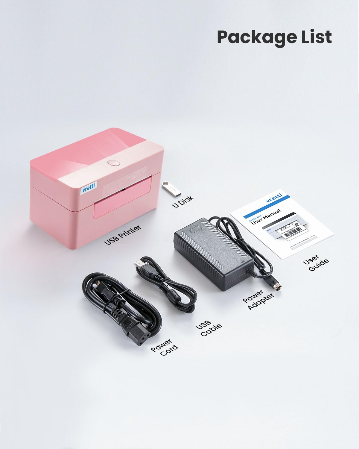 Vretti Bluetooth Thermal Label Printer 4x6 - Wireless Shipping Label Printer for USPS UPS Amazon Packages - Compatible with iPhone Android Windows Mac - Perfect for Small Business & Home Shipping (Pink)