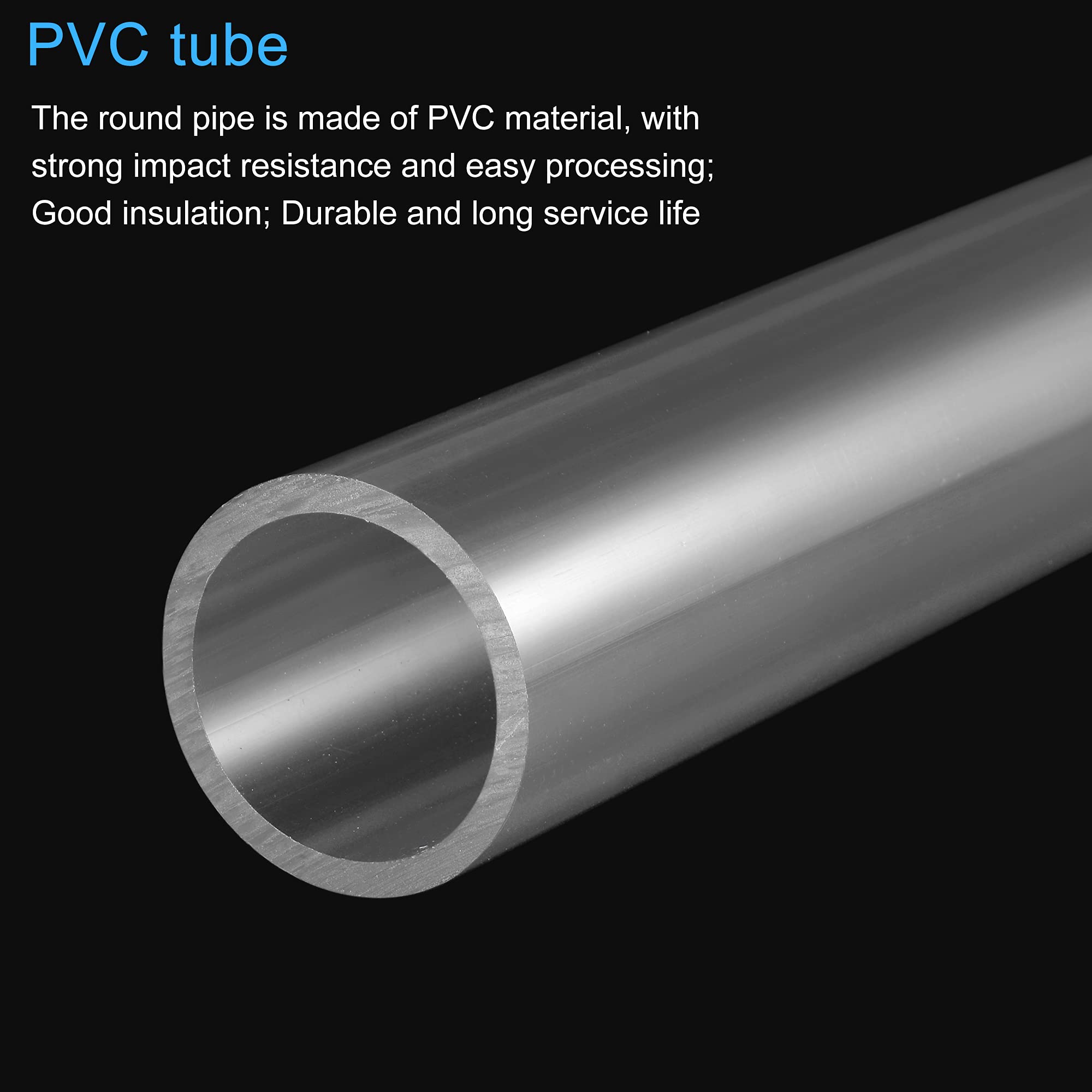 MECCANIXITY Clear PVC Rigid Round Pipe 33.5mm ID 40mm OD 0.3m - High Transparency Water Pipe for Aquarium, Fish Tank, Hydroponics, Plumbing & DIY Projects
