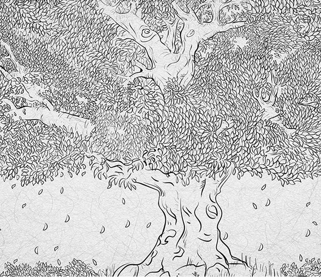 Large Tree Sketch Wallpaper Murals - Nature-Inspired Peel & Stick Wall Decor for Living Room, Bedroom, Office | Easy DIY Home Transformation