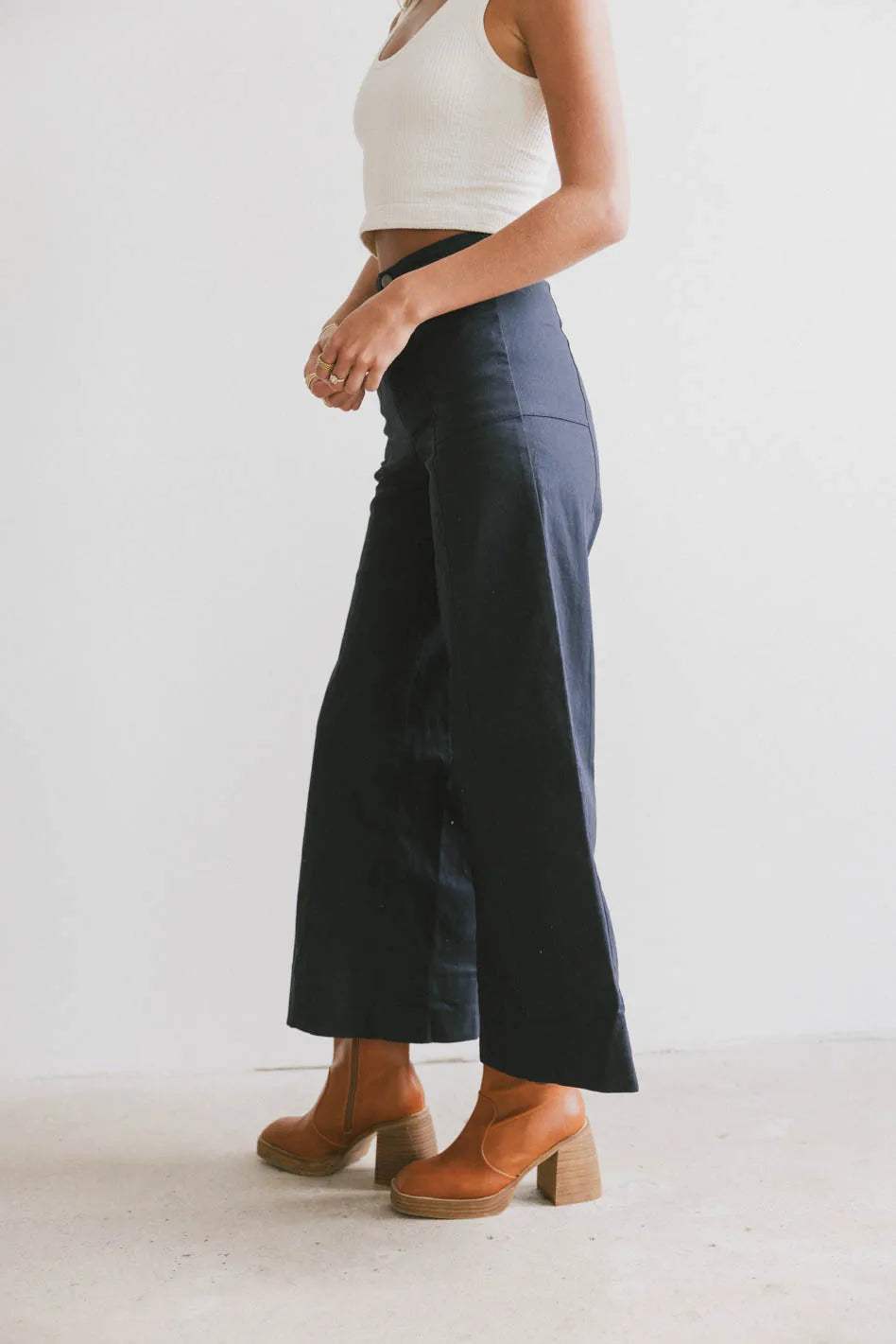 **Women's Navy Blue Aspen Wide Leg Pants - High Waisted Comfortable Lounge & Work Pants for Casual & Office Wear**    *Use Case: Perfect for lounging at home, running errands, or dressing up for a chic office look.*