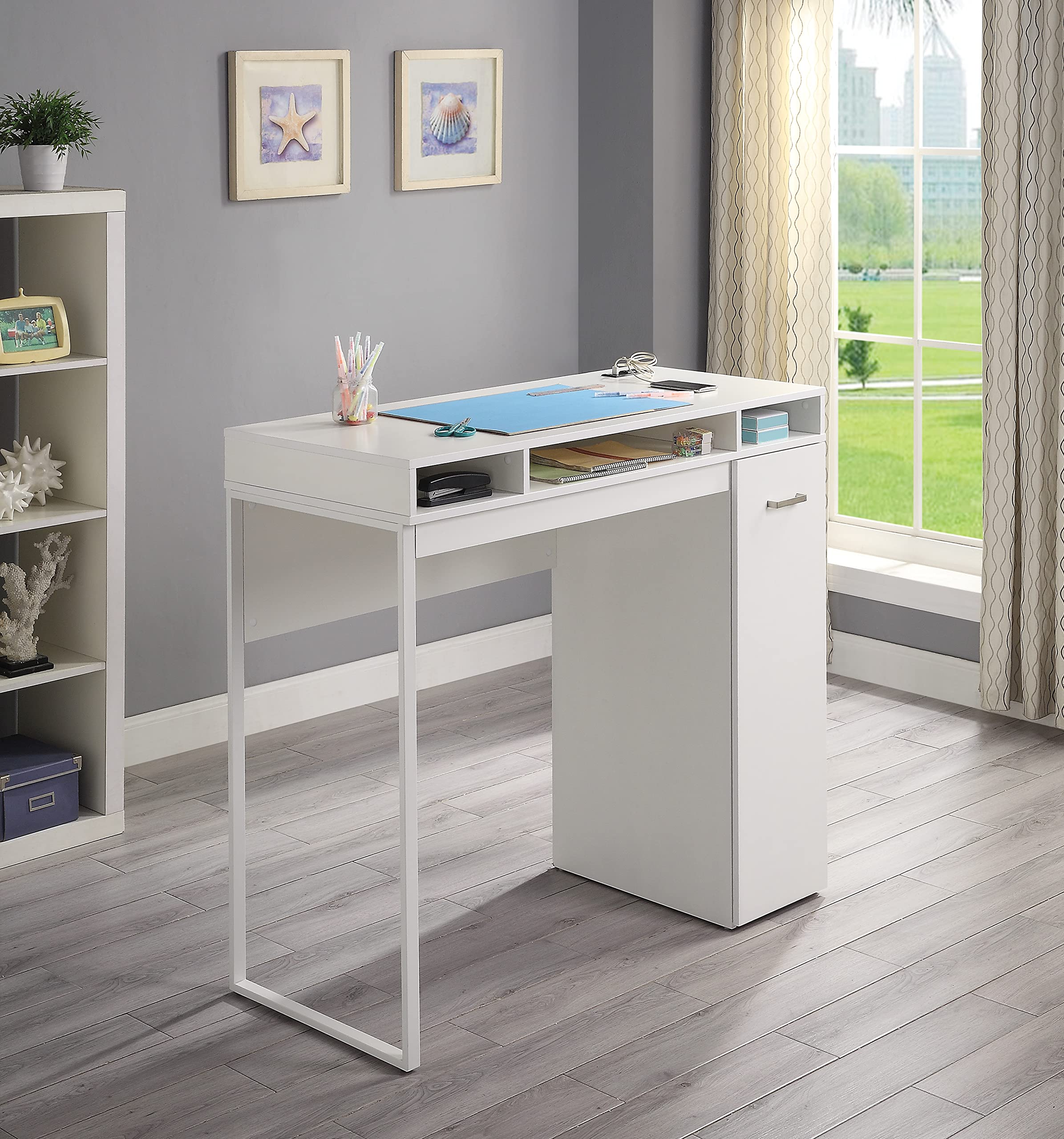 White Ravel Desk with Storage - Home Office & Study Furniture