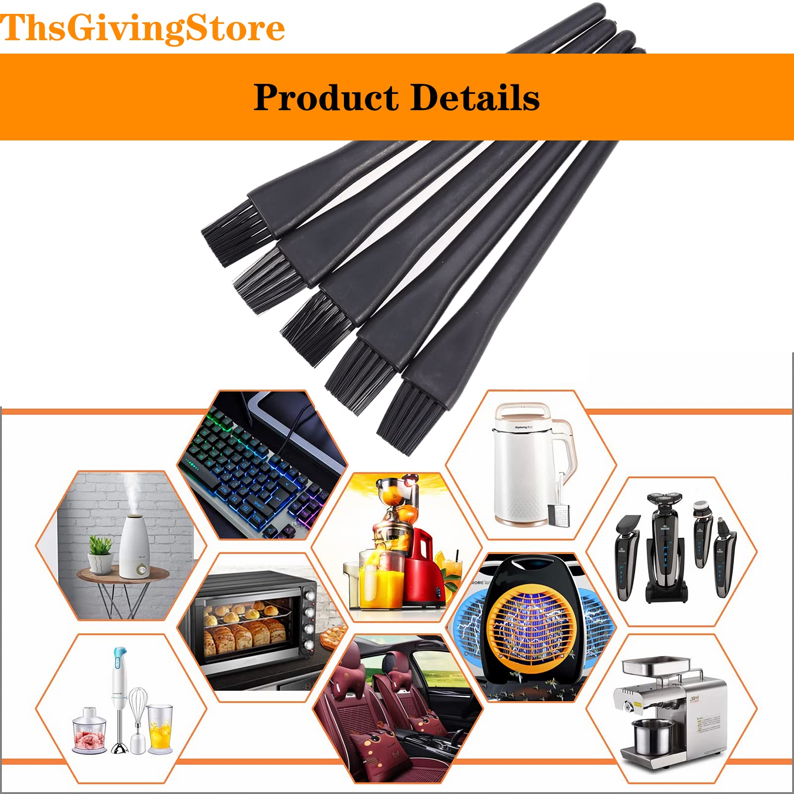 5PCS Keyboard Cleaning Brush Kit with Round Handle - Small Portable Cleaning Brushes for Computer, Laptop, Electronics & Camera (Black) - Perfect for Office, Home & Travel Use