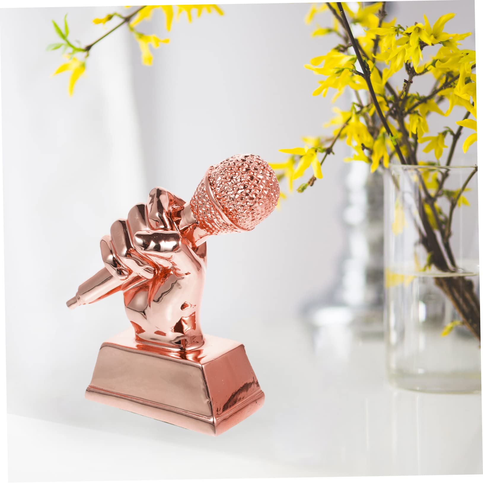 2 Pack Singing Contest Trophy Microphone Souvenir - Copper Color Mini Singing Award for Kids, Community Singing Competition Prizes, Perfect for Talent Shows & Children's Party Awards