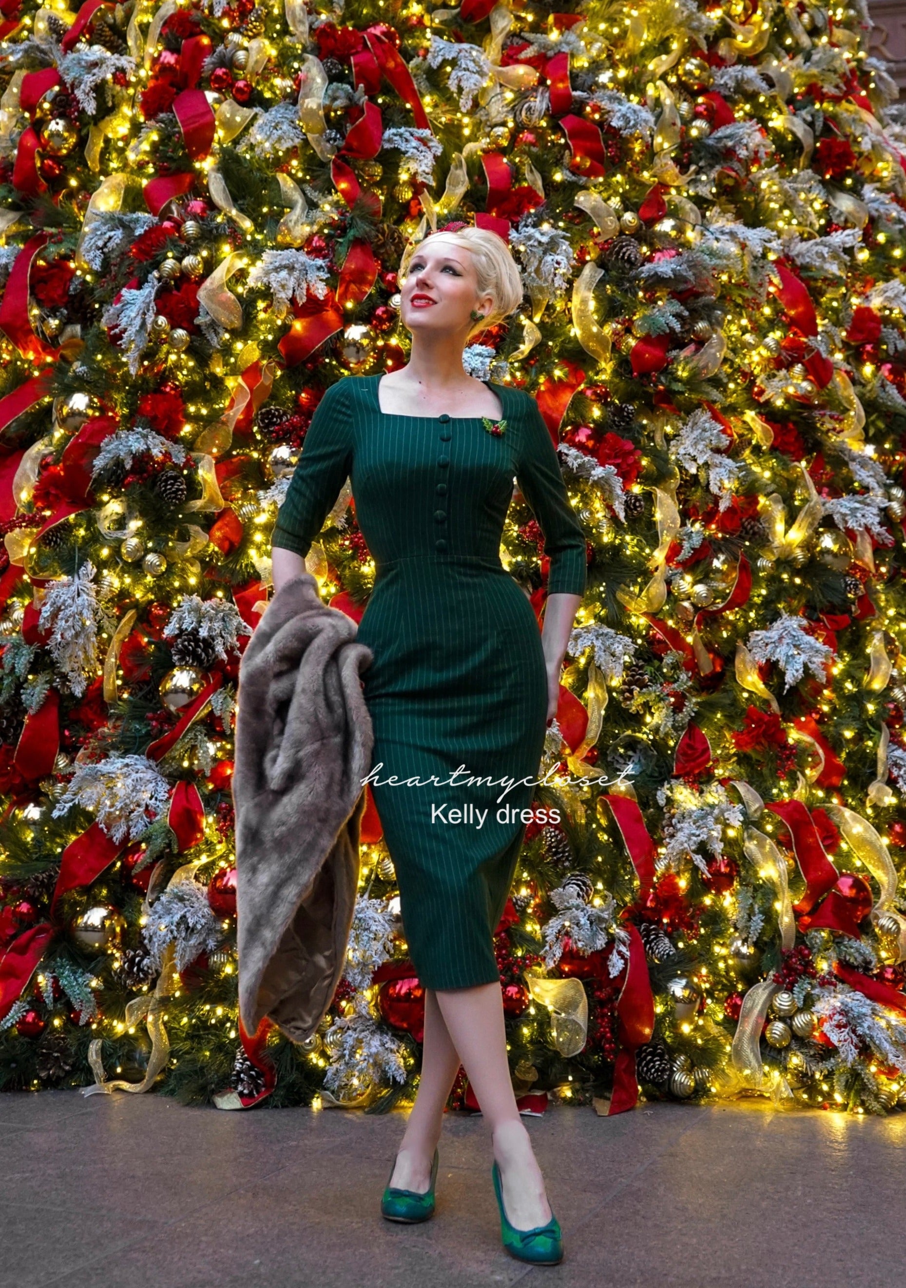 Vintage Retro Kelly Long Sleeve Pencil Dress - Elegant 1950s Style for Women | Perfect for Office, Party & Special Occasions
