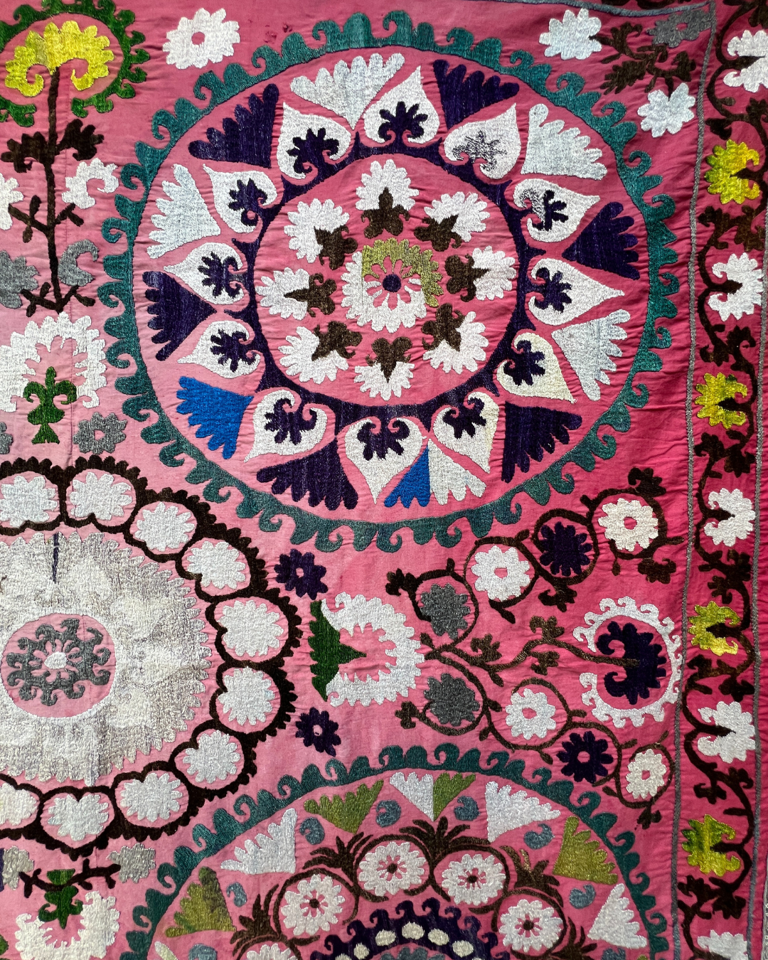 Extra Large Suzani 08 - Handmade Turkish Cotton Throw Blanket for Sofa, Bed & Home Decor | Perfect for Boho Chic, Farmhouse & Cozy Living Room Style