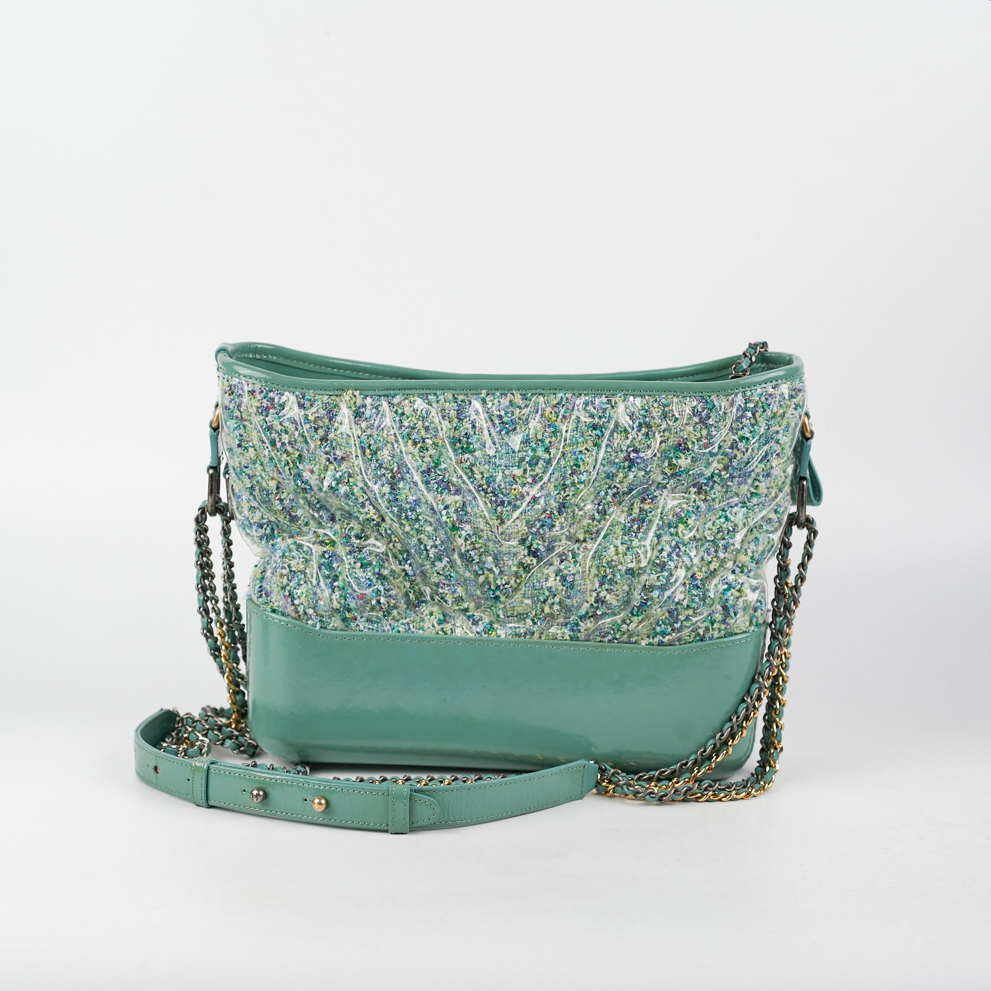 Chanel Medium Gabrielle Green Tweed/PVC Handbag Series 25 - Luxury Designer Shoulder Bag for Women, Perfect for Parties, Work & Everyday Use