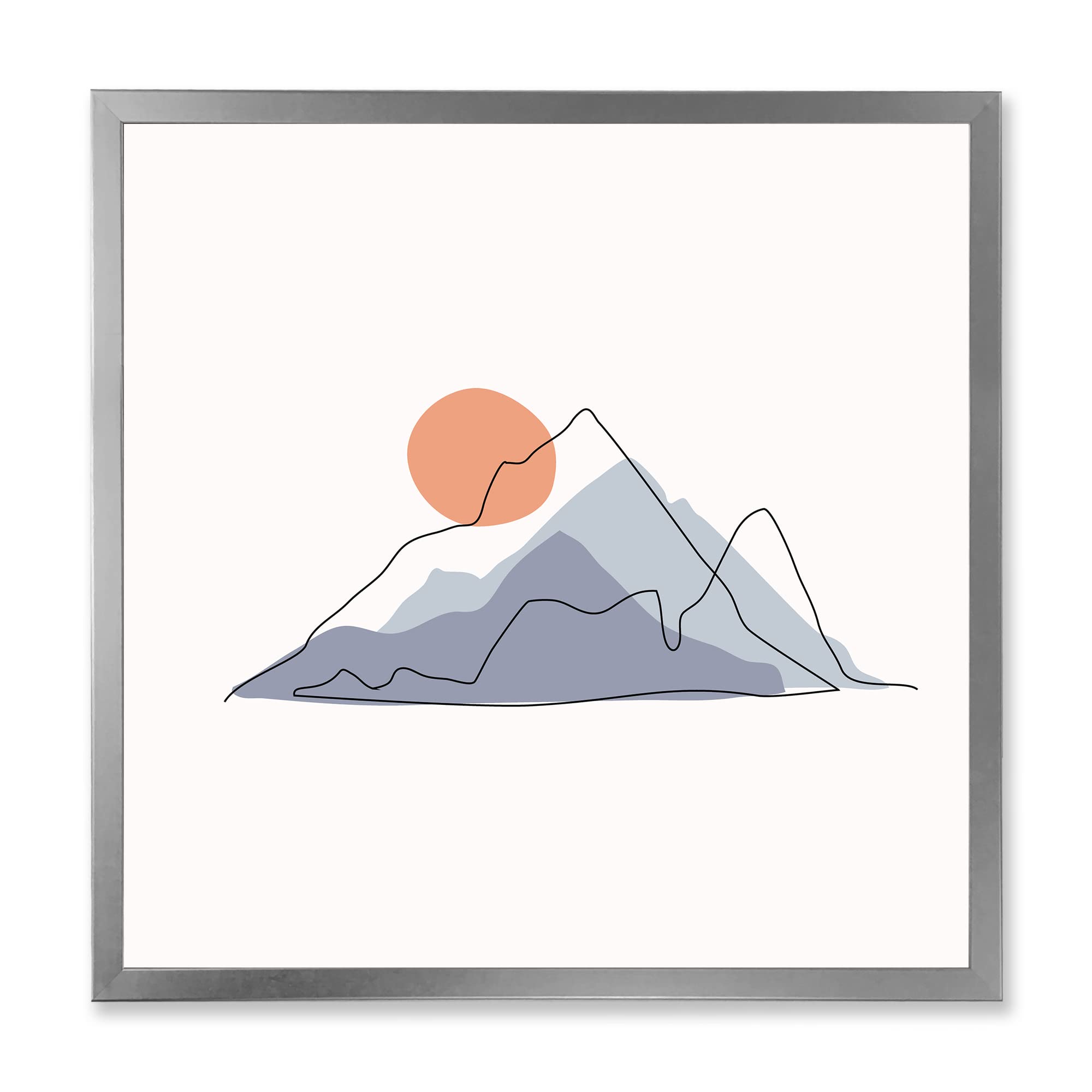 Abstract Mountainscape With Red Moon - Modern Framed Wall Art for Living Room, Bedroom & Office Decor | Premium Canvas Print for Home & Commercial Spaces