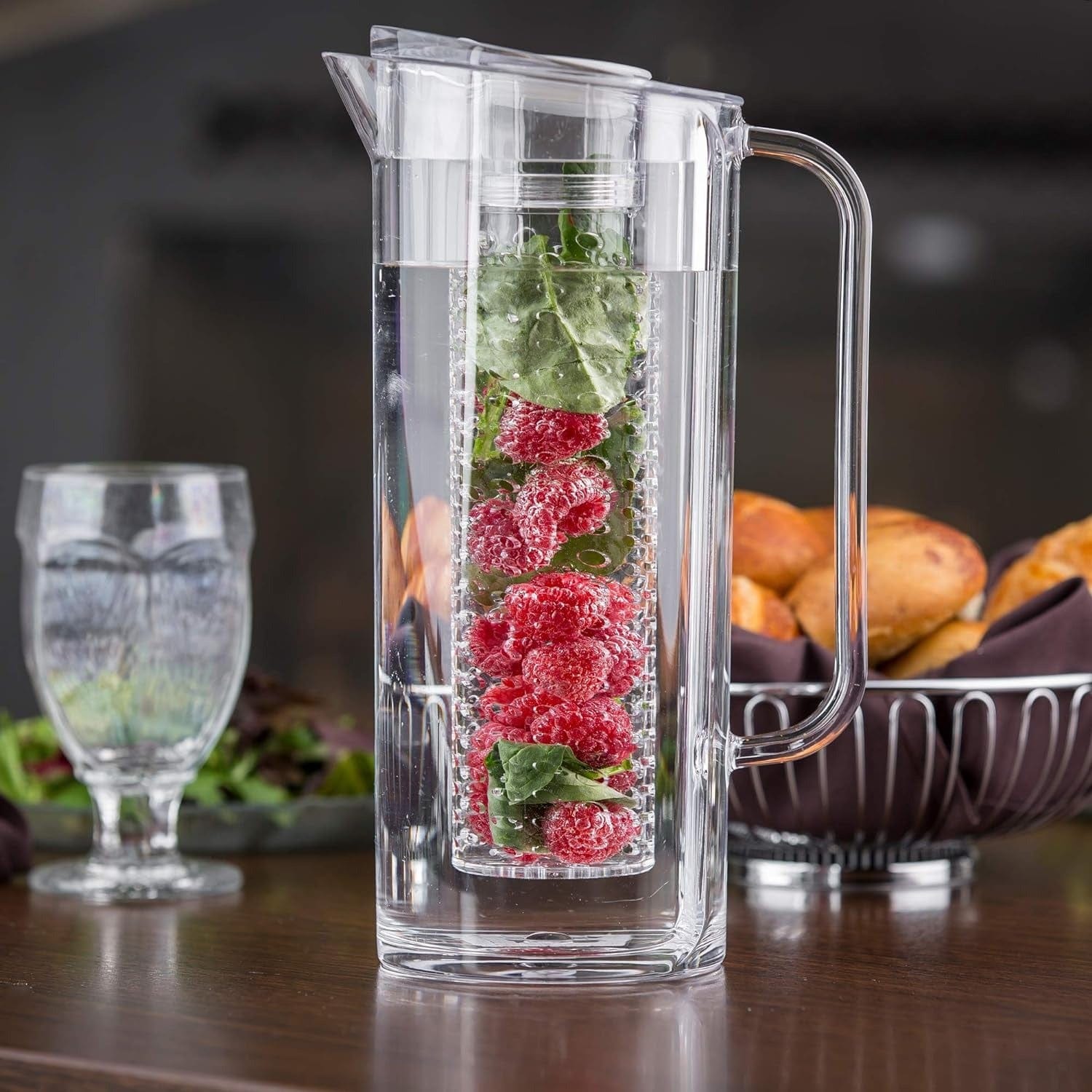Stainless Steel Fruit Infuser Water Pitcher with Lid - 2.5L BPA-Free Glass Jug for Detox & Flavored Water - Perfect for Home, Office & Gym Hydration