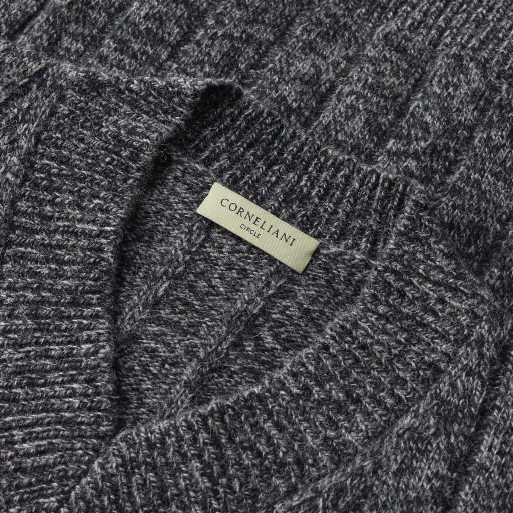 Corneliani Men's V-Neck Wool Knit Sweater - Charcoal Gray for Casual & Business Wear | Warm & Stylish Winter Pullover