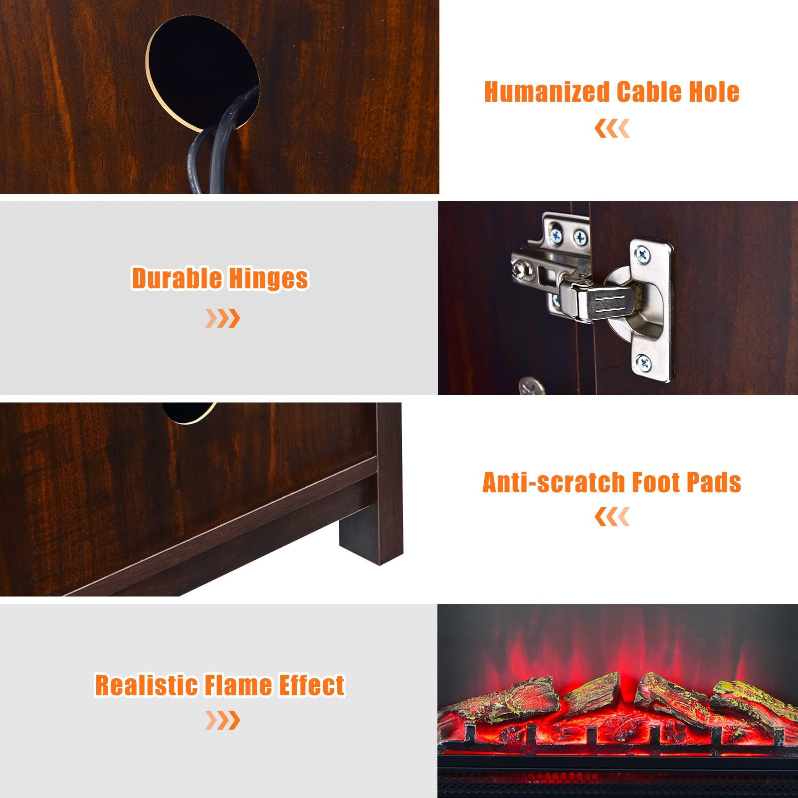 Tangkula 65 Inch Electric Fireplace TV Stand with 25