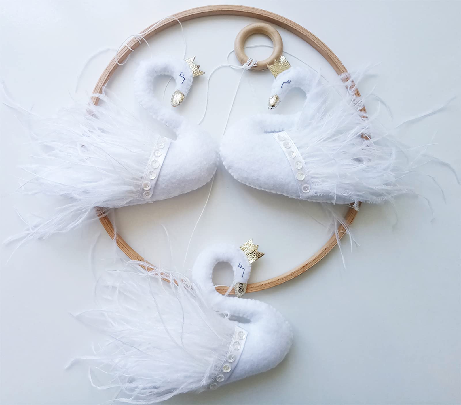 Elegant Swan Baby Mobile - White Feather Princess Swan Nursery Decor with Crown for Baby Girls | Perfect for Crib, Nursery Room & Baby Shower Gifts