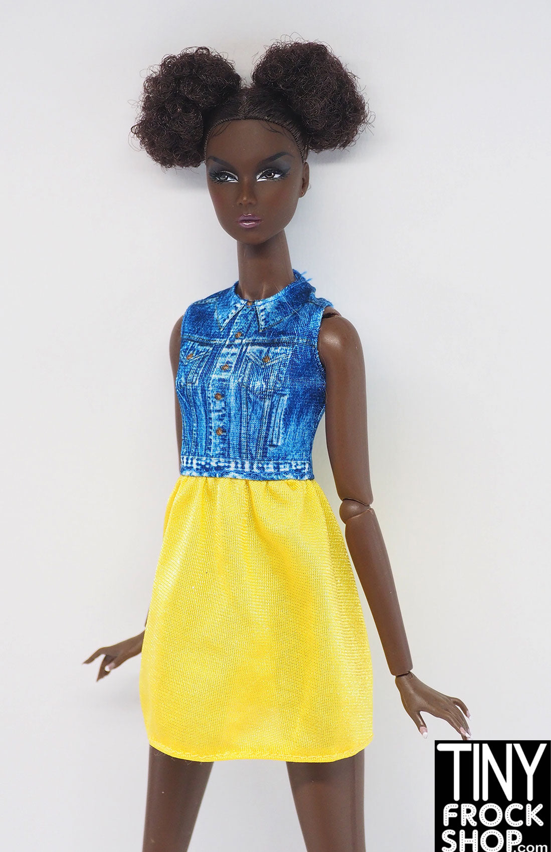 12 Fashion Doll Denim Jacket & Yellow Skirt Outfit Set - Perfect for Doll Playtime, Birthday Gifts & Collectible Displays