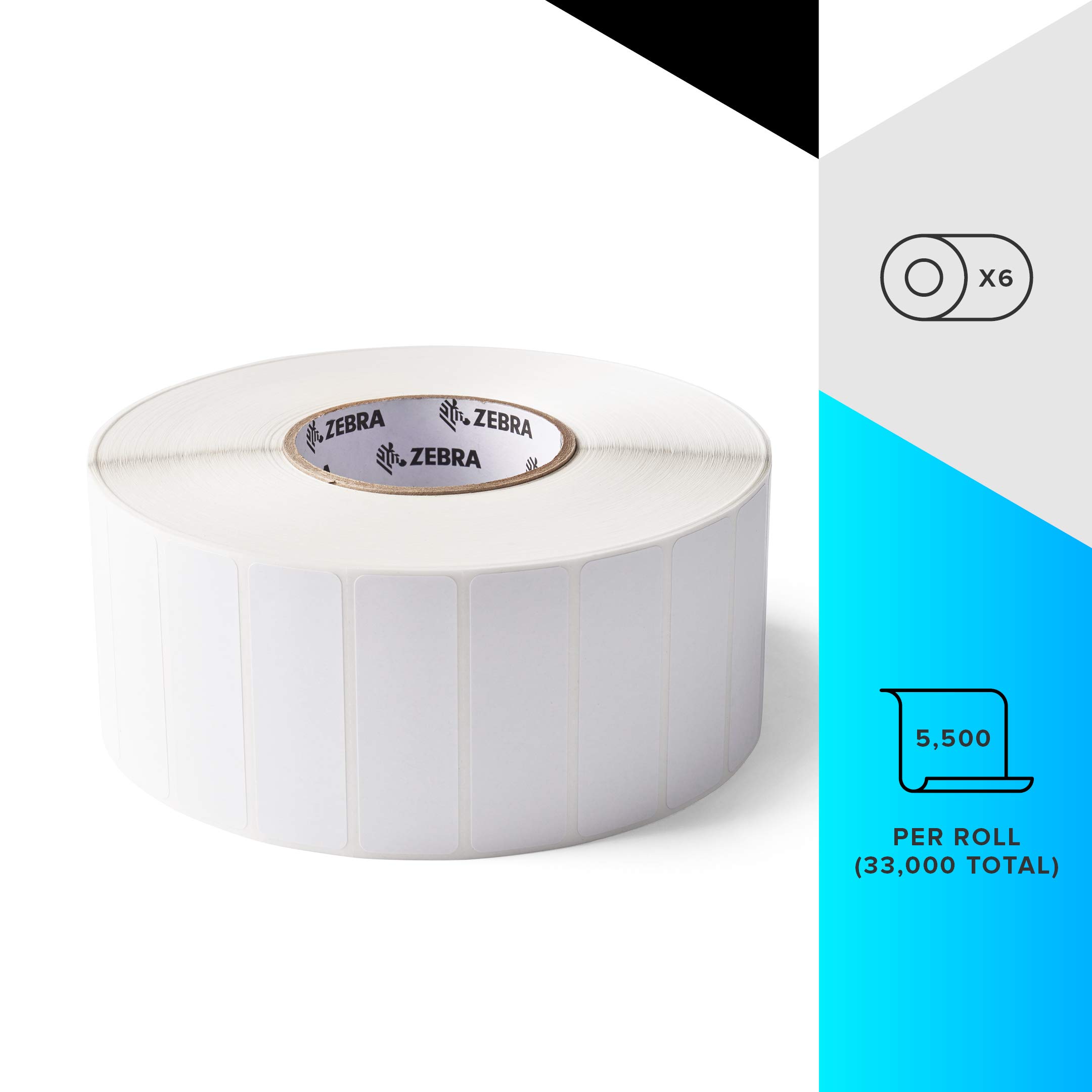 Zebra 3x1 Inch Direct Thermal Paper Shipping Labels - Z-Perform 2000D Permanent Adhesive - 3 Inch Core (6 Rolls) - Ideal for Warehouse, Logistics & Package Labeling - Model 10031653SP