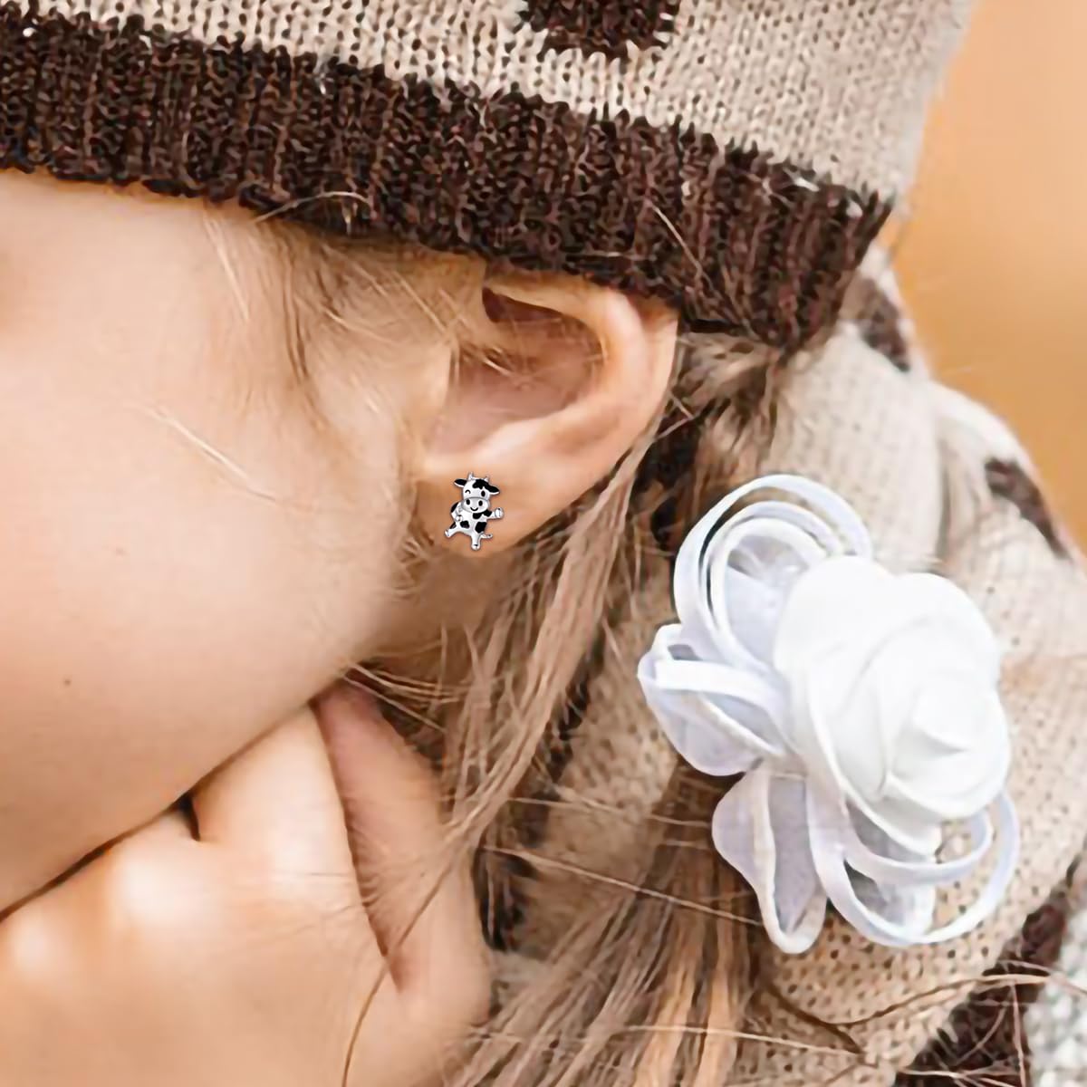 925 Silver Animal Stud Earrings for Women - Cow, Panda, Bunny Gifts | Hypoallergenic Jewelry for Daily Wear