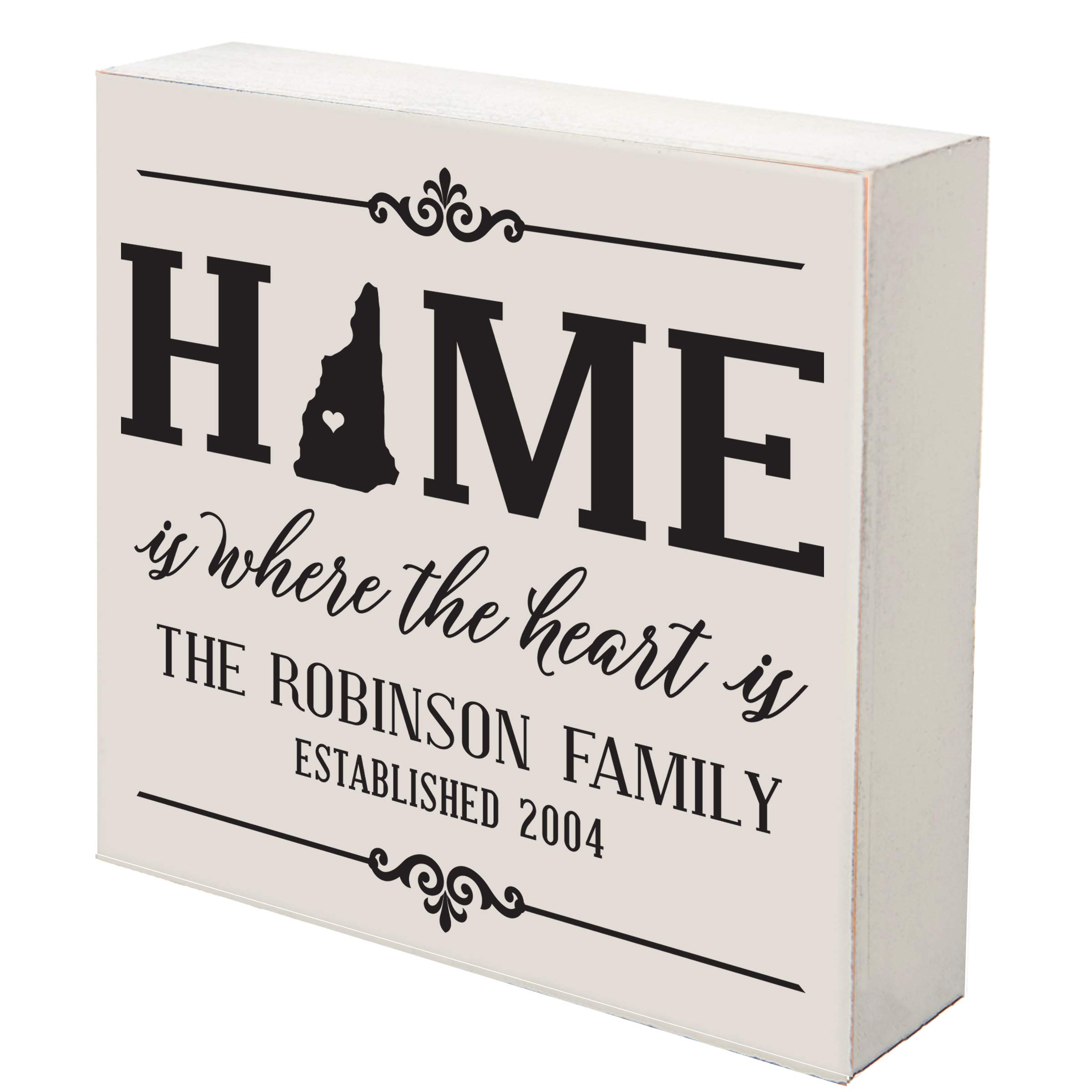 LifeSong Milestones Personalized New Hampshire State Shadow Box - Home Sweet Home Decor for Shelves & Tables - Custom Family Established Date Housewarming Gift - 10x10 White Wooden Keepsake - Perfect for New Home Celebrations & Anniversary Gifts