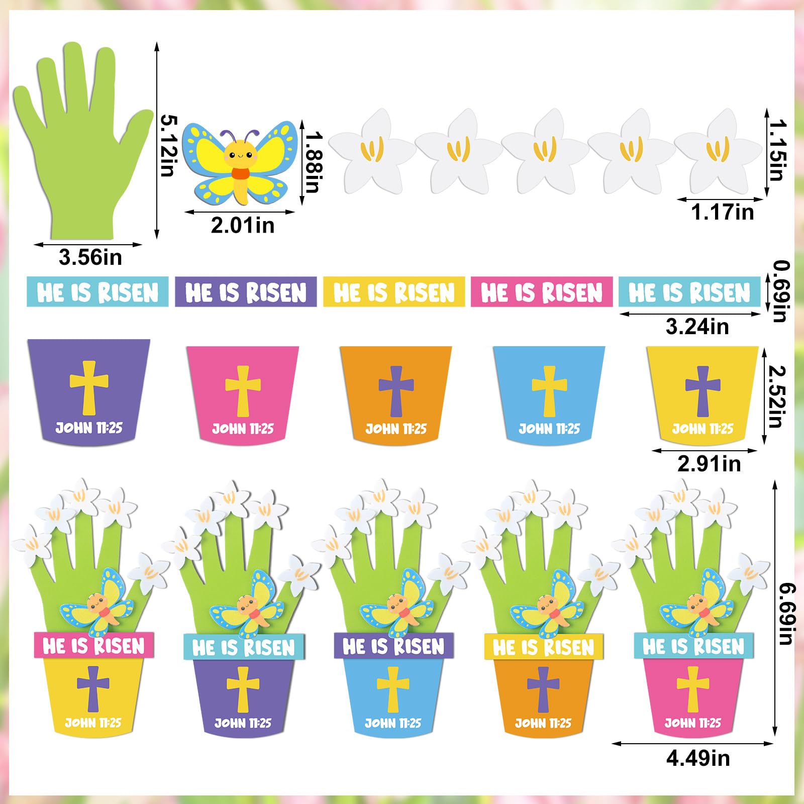 Honoson 20-Piece He is Risen Easter Craft Kit - Christian Foam Handprint Crafts for Kids Sunday School & Home Activities