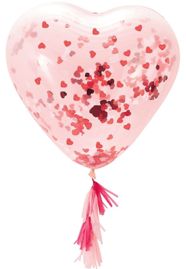 36 Inch Red Heart Confetti Latex Balloons for Valentine's Day, Birthday Party Decorations, Wedding & Anniversary Celebrations