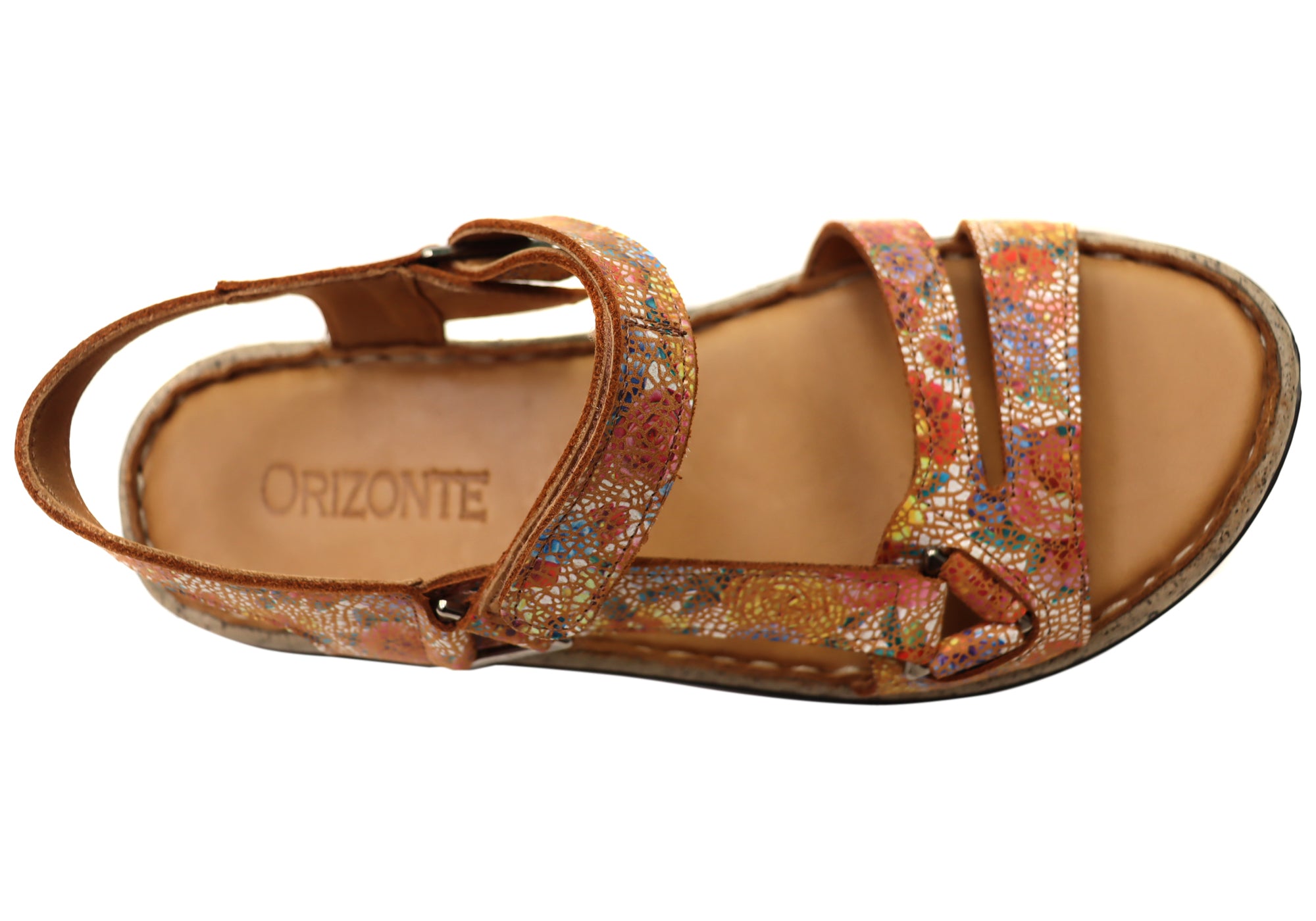 Orizonte Floral Women's Comfortable European Leather Sandals - Stylish Summer Casual Sandals for Beach, Vacation & Everyday Wear