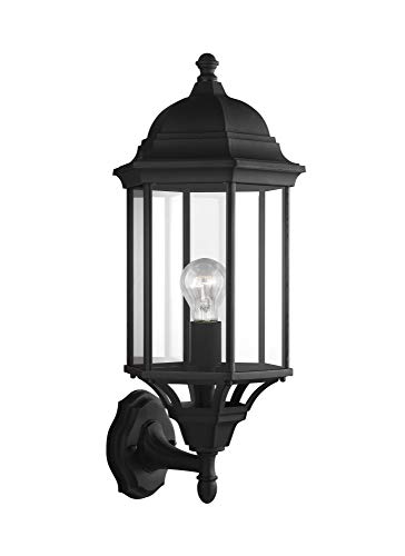 Seagull Lighting 8638701-12 Black Outdoor Wall Lantern - Transitional One Light Fixture, Large Size for Porch, Patio, Garden & Exterior Home Lighting