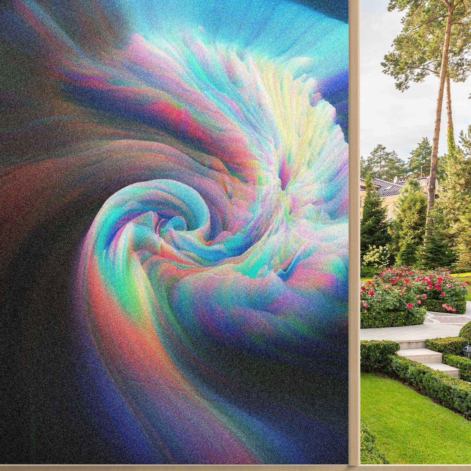 Frosted Window Privacy Film - Sun Blocking Opaque Self-Adhesive Vinyl Decal (23.6