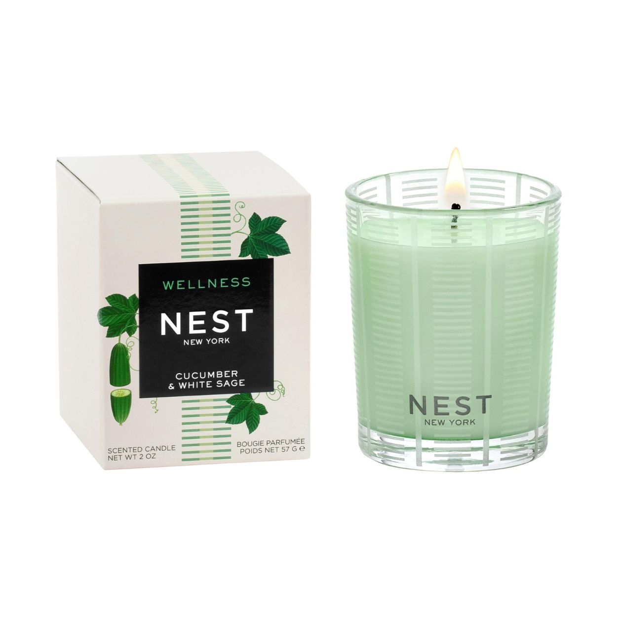Organic Cucumber & White Sage Scented Soy Candle - Relaxing Aromatherapy for Home, Yoga & Meditation Spaces