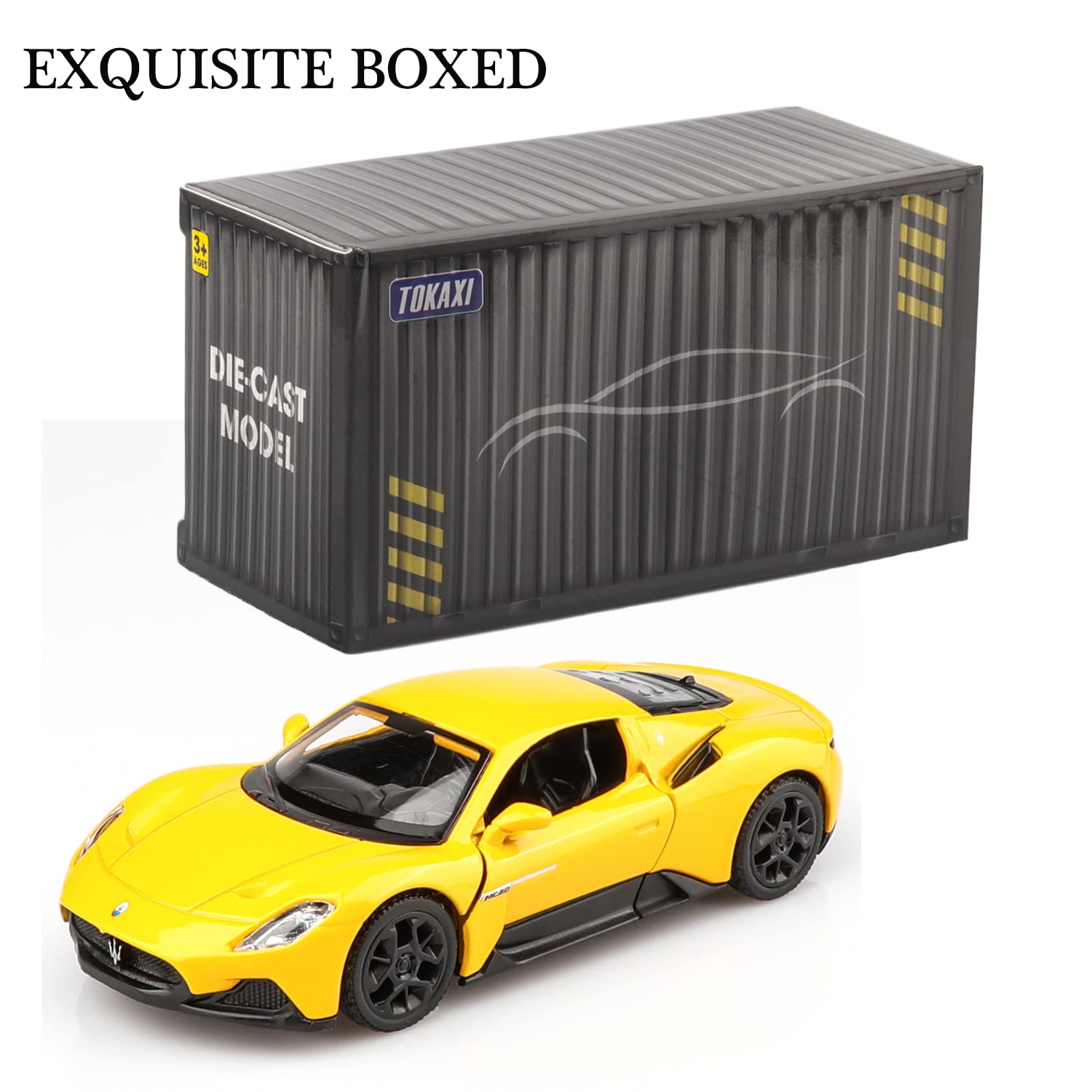 1/36 Scale Maserati MC20 Diecast Model Car - Pull Back Toy Vehicle with Smooth Rolling Wheels, Collectible Sports Car Gift for Boys & Girls (Birthday, Christmas, Display Shelf)
