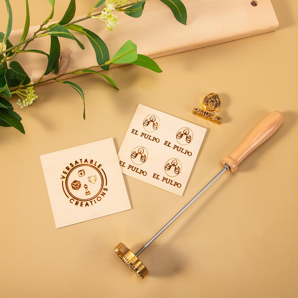 Custom Personalized Wood Branding Iron with Brass Stamp & Wood Handle - 4 Inch Wood Burning Tool for DIY Crafts, Leather, Woodworking - Perfect Gift for Craft Lovers (Great for Customizing Wood Projects, Leather Goods & Handmade Gifts)