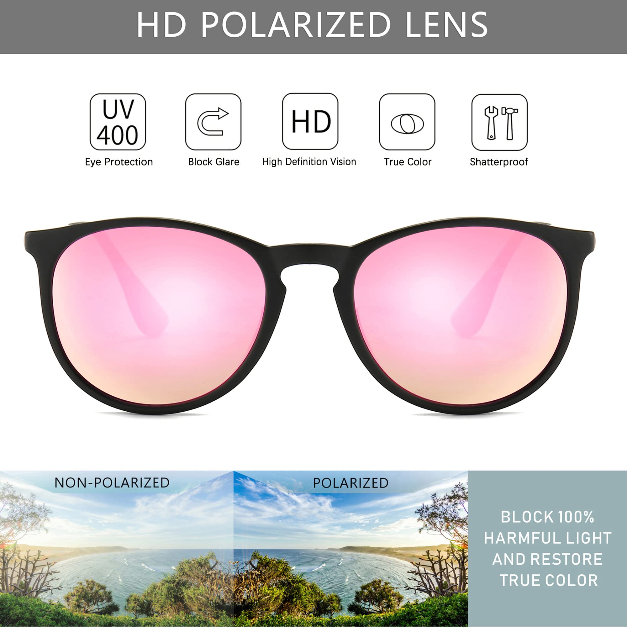 Vintage Round Sunglasses for Women & Men - Classic Retro Designer Style UV Protection - Perfect for Beach, Driving, and Fashion Outfits
