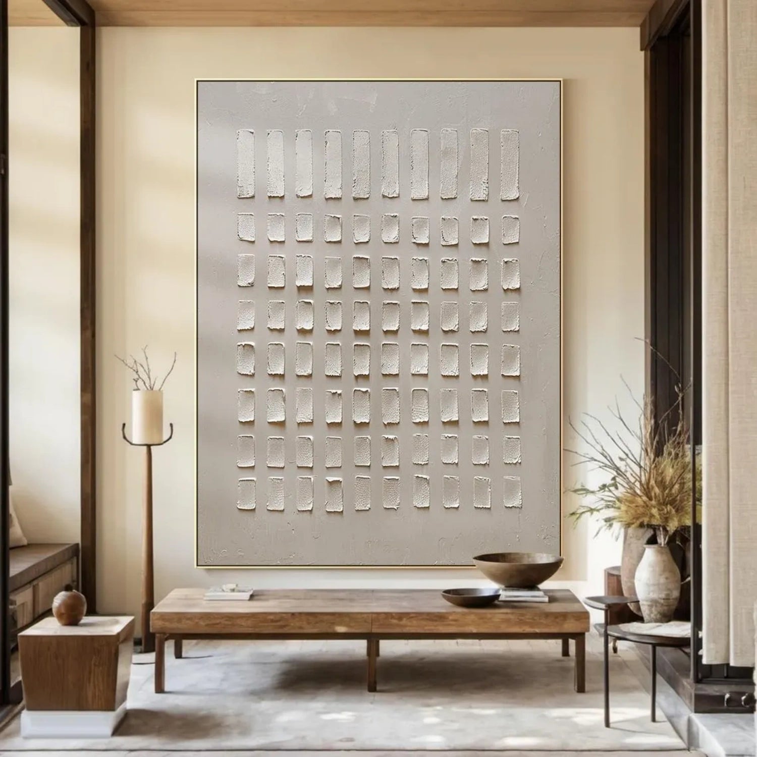 Abstract Wall Art Print #BB124 - Beige & Brown Modern Canvas Painting for Living Room, Bedroom & Office Decor