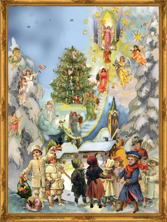 Large Traditional German Advent Calendars - Nativity & Religious Christmas Countdown for Home Decor & Holiday Celebration