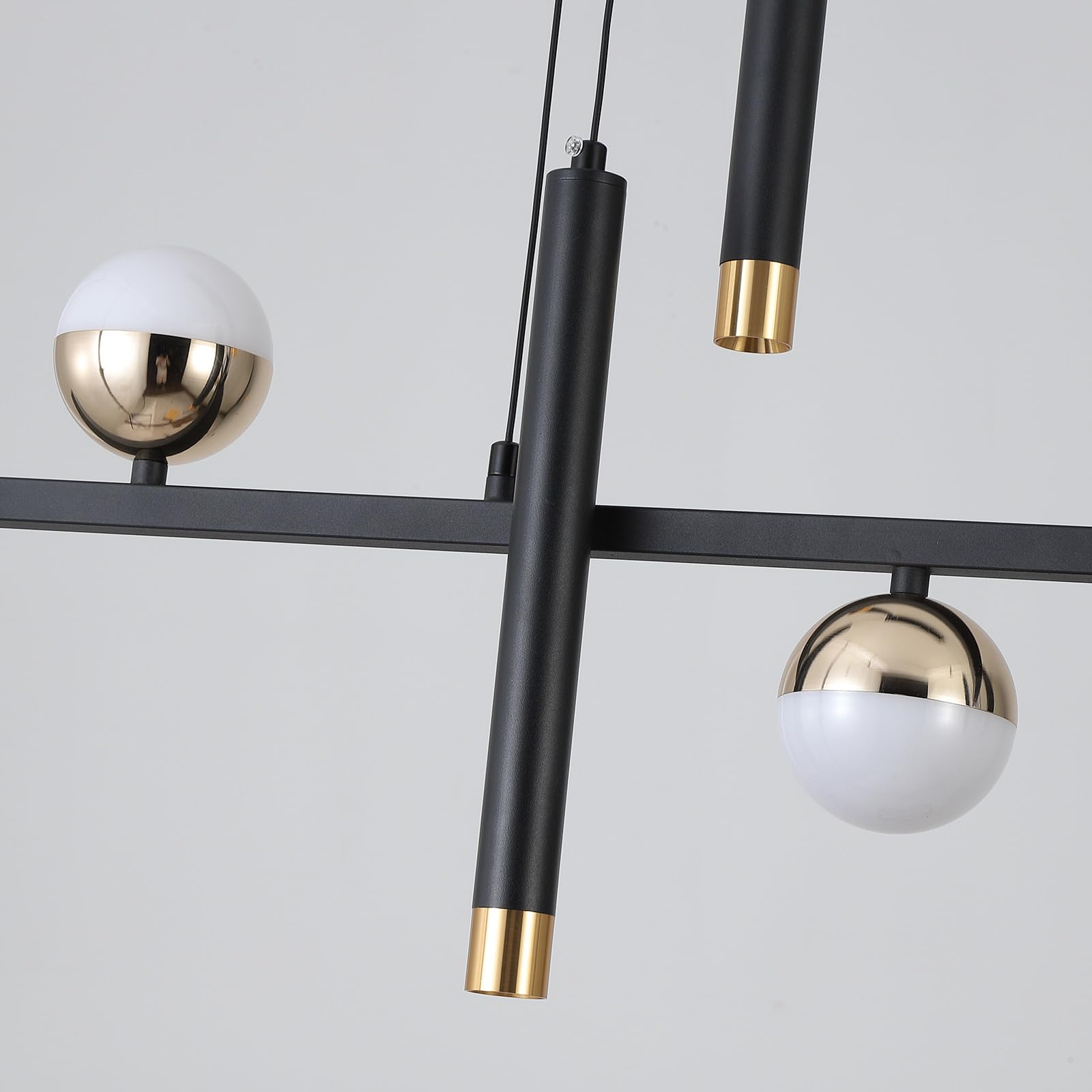 Modern LED Pendant Lights - Dimmable 39-inch Linear Wave Chandelier in Black & Gold, 2700lm Warm White Lighting for Dining Room, Kitchen Island & Table Decor | Energy-Efficient Hanging Fixture for Home & Restaurant Interior Design