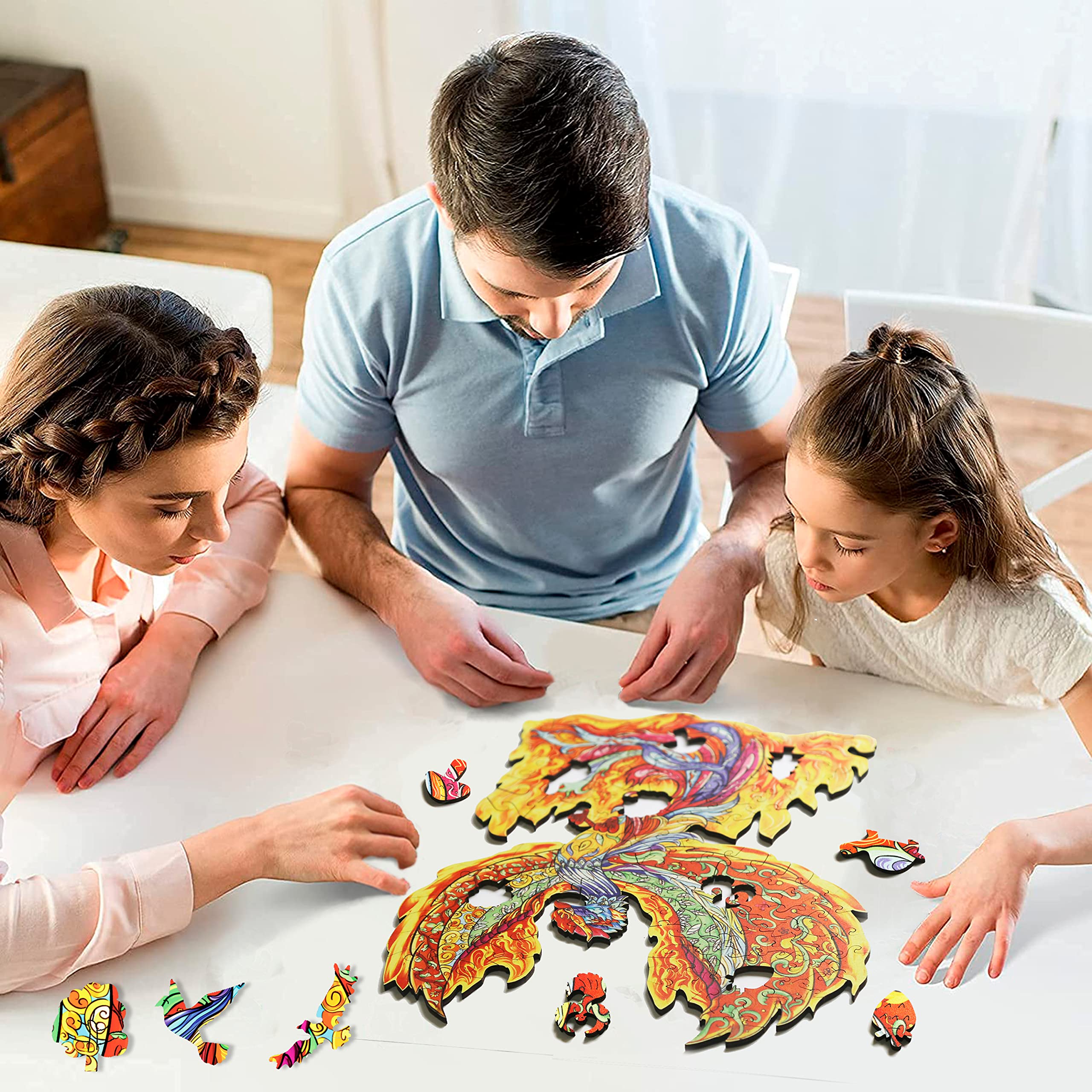 Premium Wooden Jigsaw Puzzles for Adults - 128 Piece Phoenix Shaped Puzzle (10.6