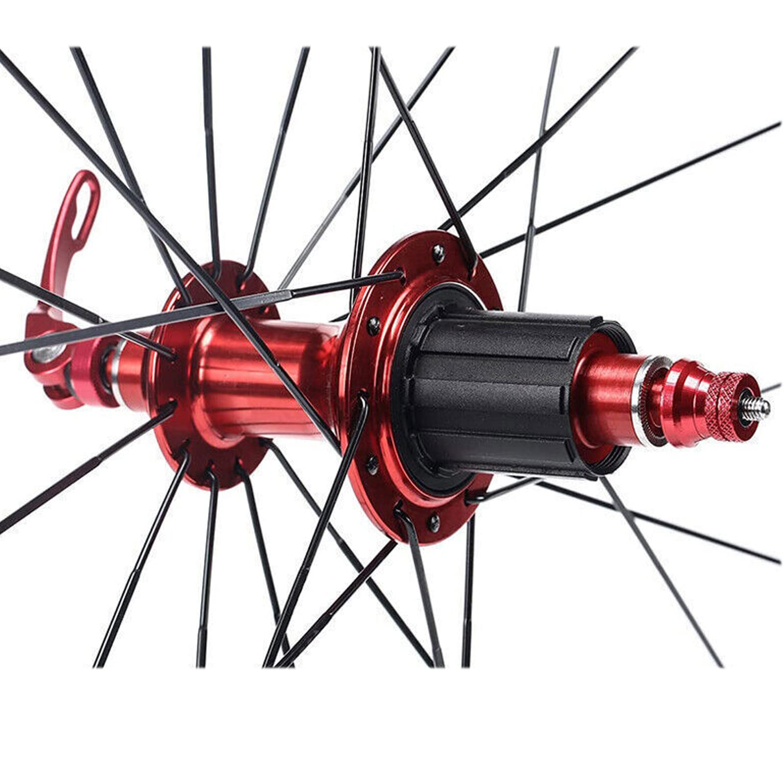 BUCKLOS 700c Road Bike Wheelset - Aluminum Alloy QR Wheels with V-Brake Clincher, Double Wall Flat Spokes for 7-11 Speed Bicycles - 30mm Rims & Hub - Perfect for Commuting, Racing & Road Cycling