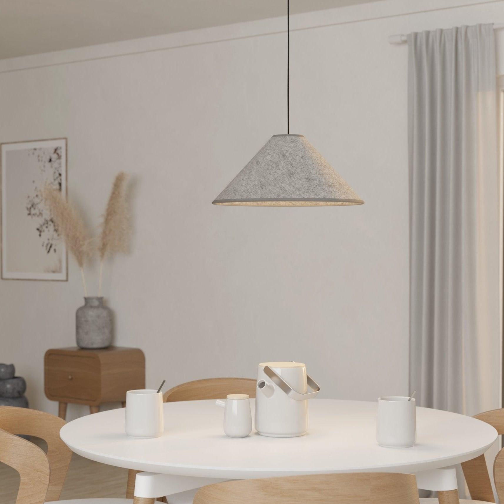 Eglo Alsager Grey Felt Conical Ceiling Pendant Light - Modern Scandinavian Style Hanging Lamp for Living Room, Bedroom & Dining Room Lighting