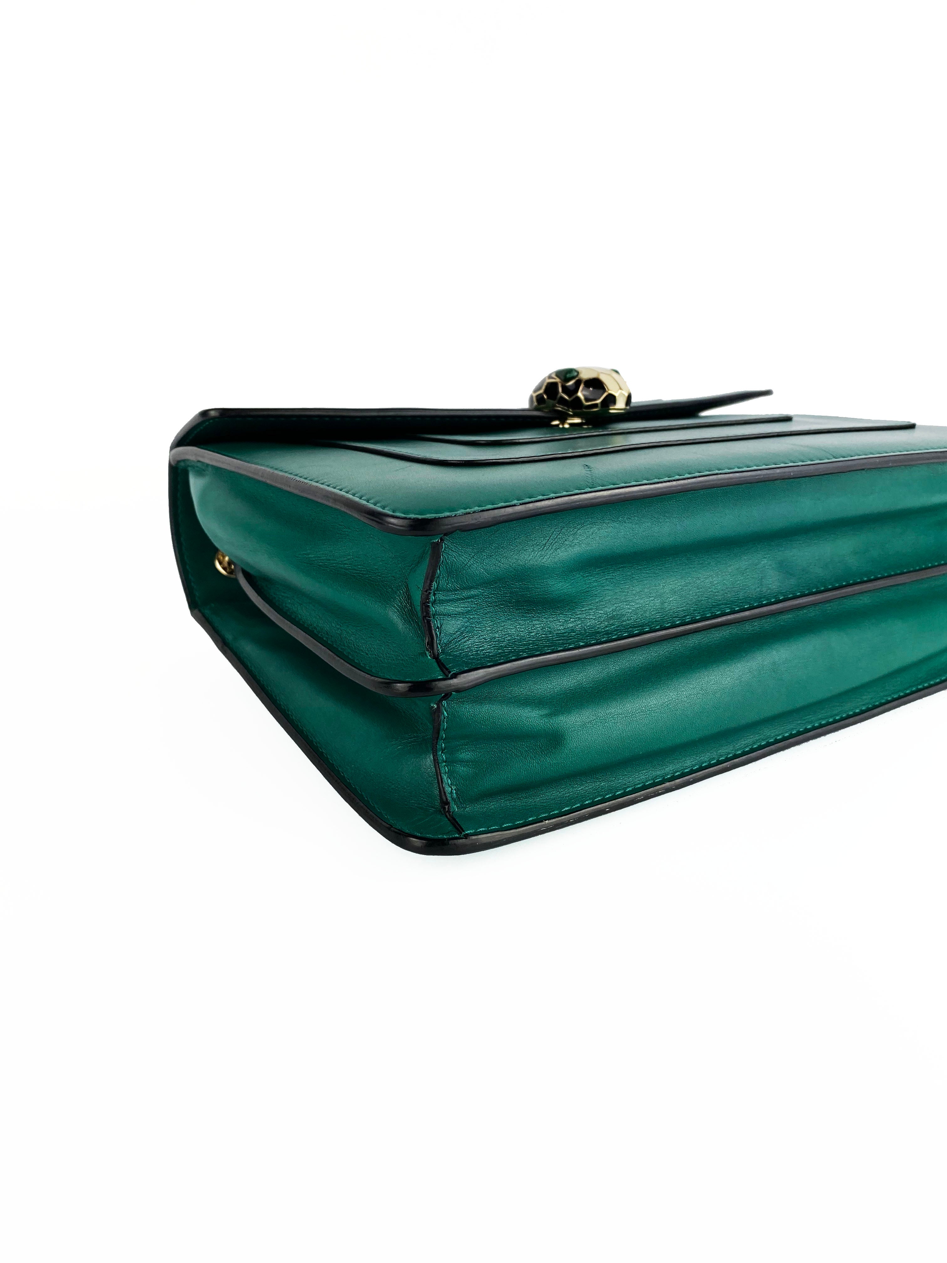 Bvlgari Serpenti Forever Green Leather Shoulder Bag - Luxury Designer Handbag for Women, Perfect for Parties, Weddings & Evening Events
