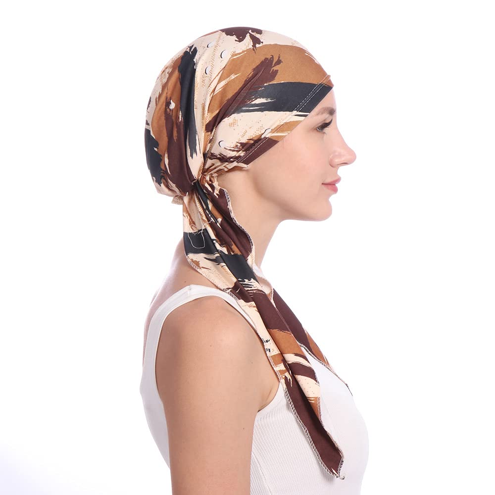 Qhome Women's Stretchy Pre-Tied Head Scarf - Soft Comfort Headwrap for Chemo, Cancer Patients - Perfect for Hair Loss, Hospital Visits & Everyday Wear