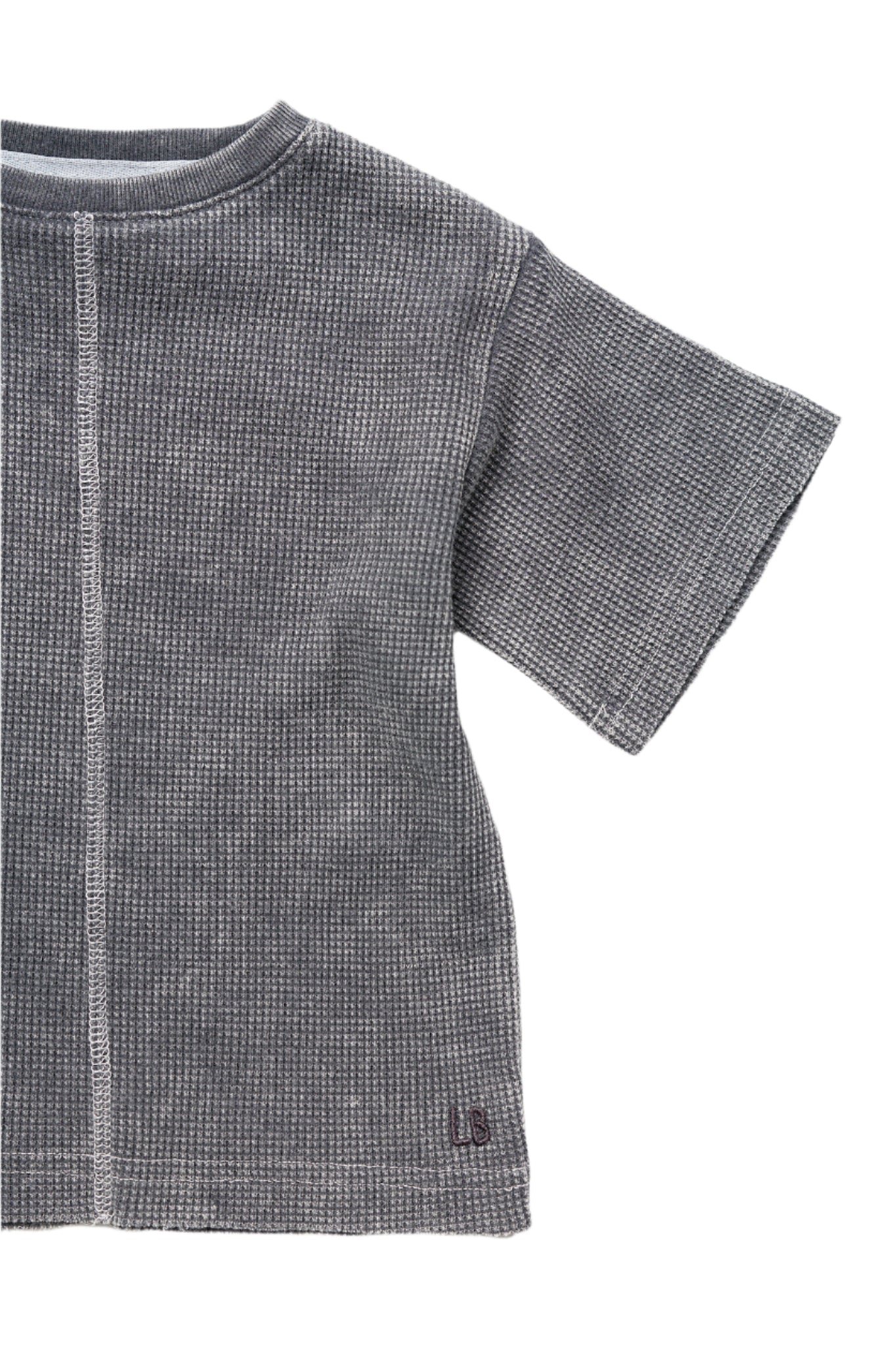 Acid Wash Waffle Tee - Soft Black Cotton T-Shirt for Men & Women | Casual Streetwear, Layering Essential, Everyday Comfort