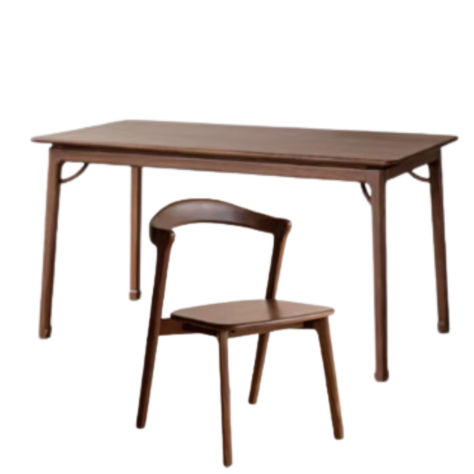 62.9x33.4x29.1 inch / 160x85x75 cm / Walnut Color / ash dining table + chairs 4 pcs