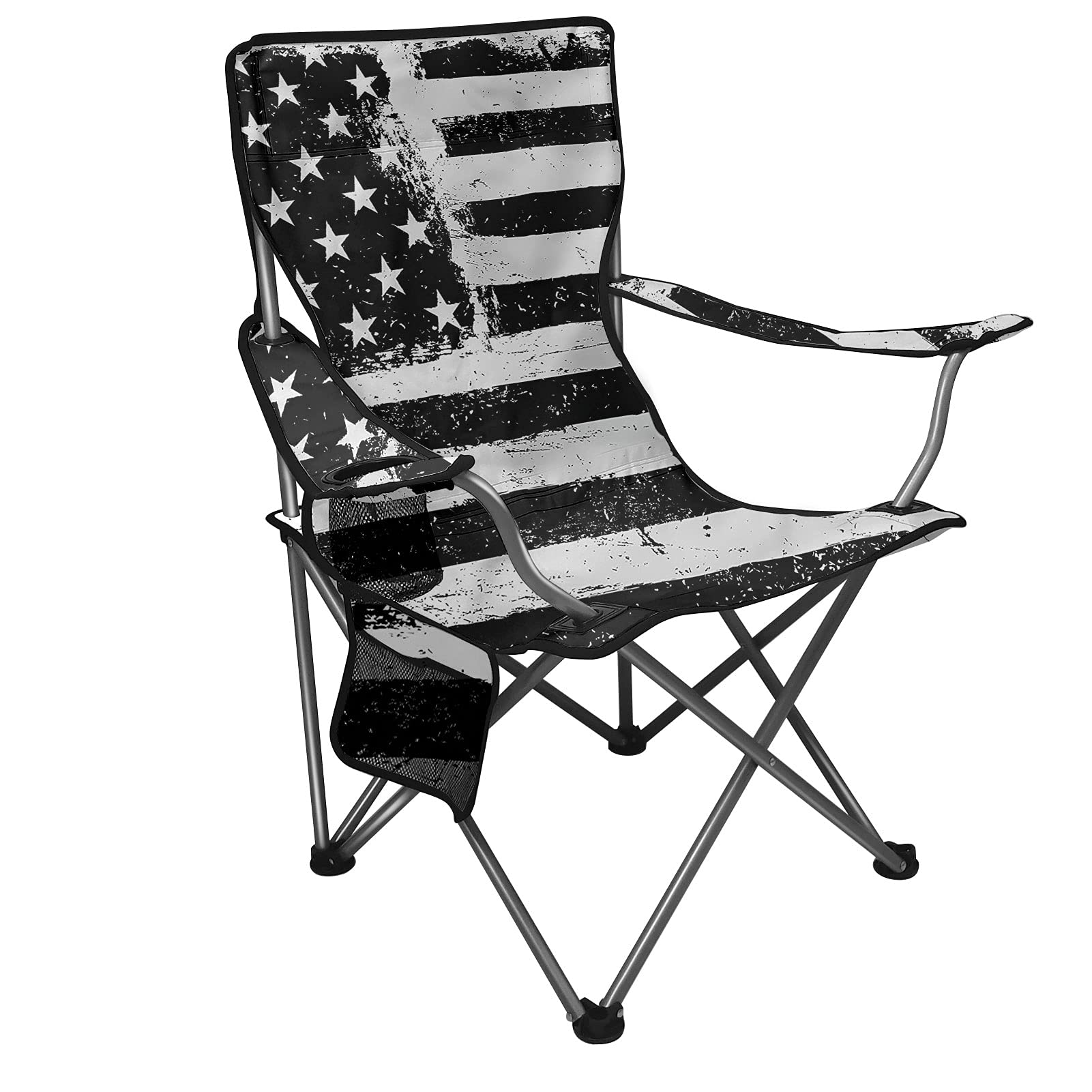 XYZCANDO Heavy Duty Folding Beach Chairs for Adults - 300 lbs Capacity, Stars Pattern Outdoor Lawn Picnic Chair for Camping, Backyard, Poolside & Beach Relaxation