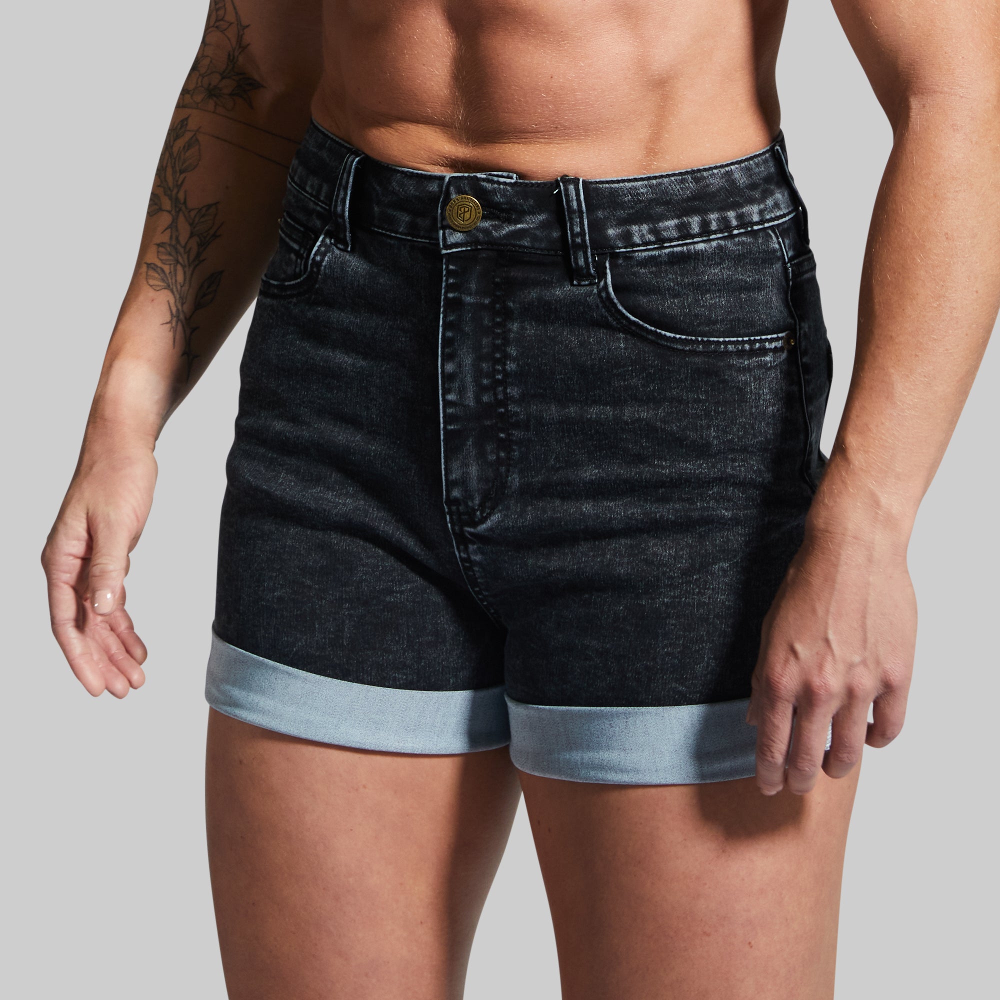 FLEX Stretchy High Waist Mom Jean Shorts for Women - Comfortable & Trendy Black Denim Shorts | Perfect for Casual Outfits, Summer Wear & Street Style