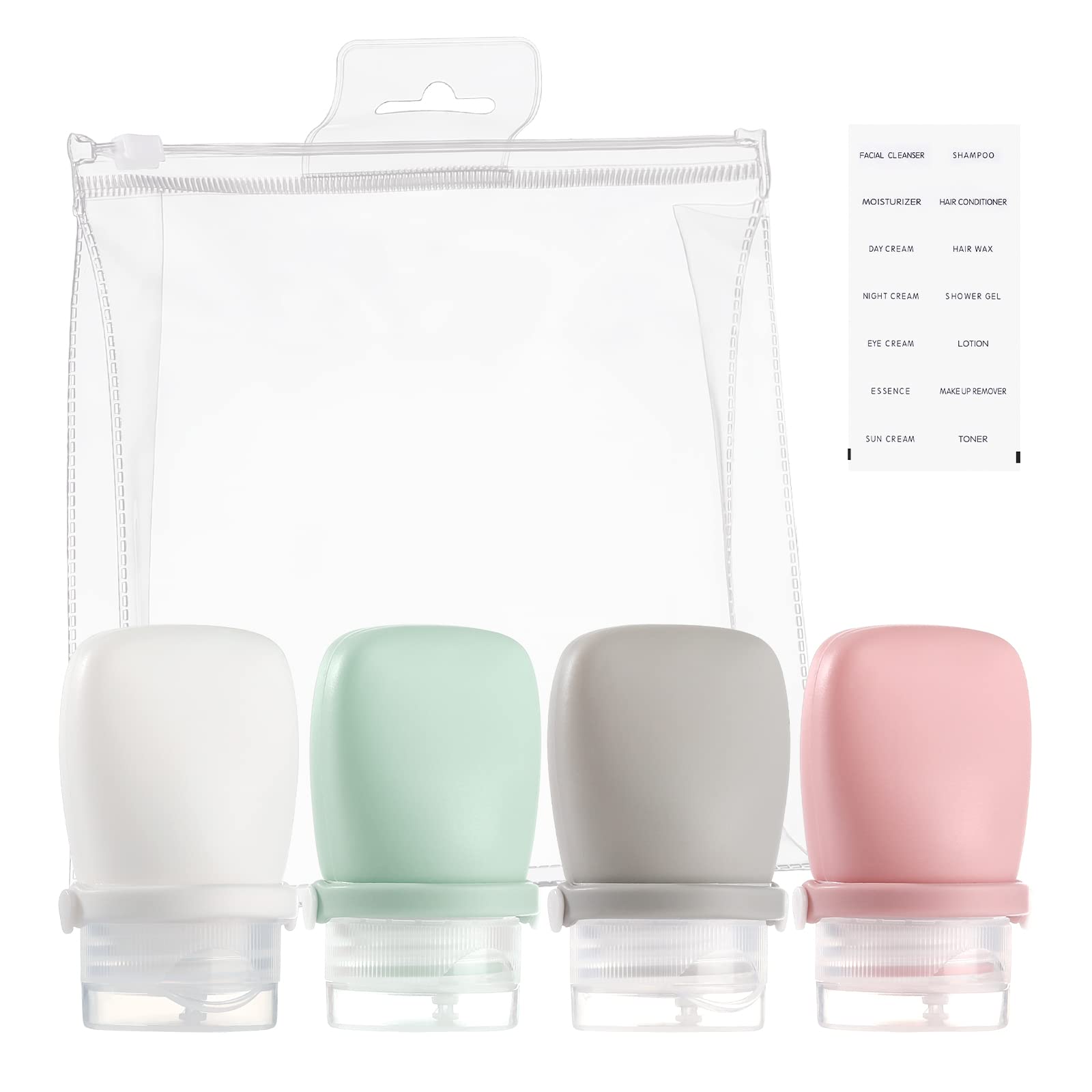 RONRONS 1oz Travel Bottles - Leak Proof Silicone Squeeze Containers for Toiletries, Shampoo, Conditioner & Condiments (4 Pack) | TSA Approved for Air Travel, Perfect for Salads, Sauces & Ketchup on the Go
